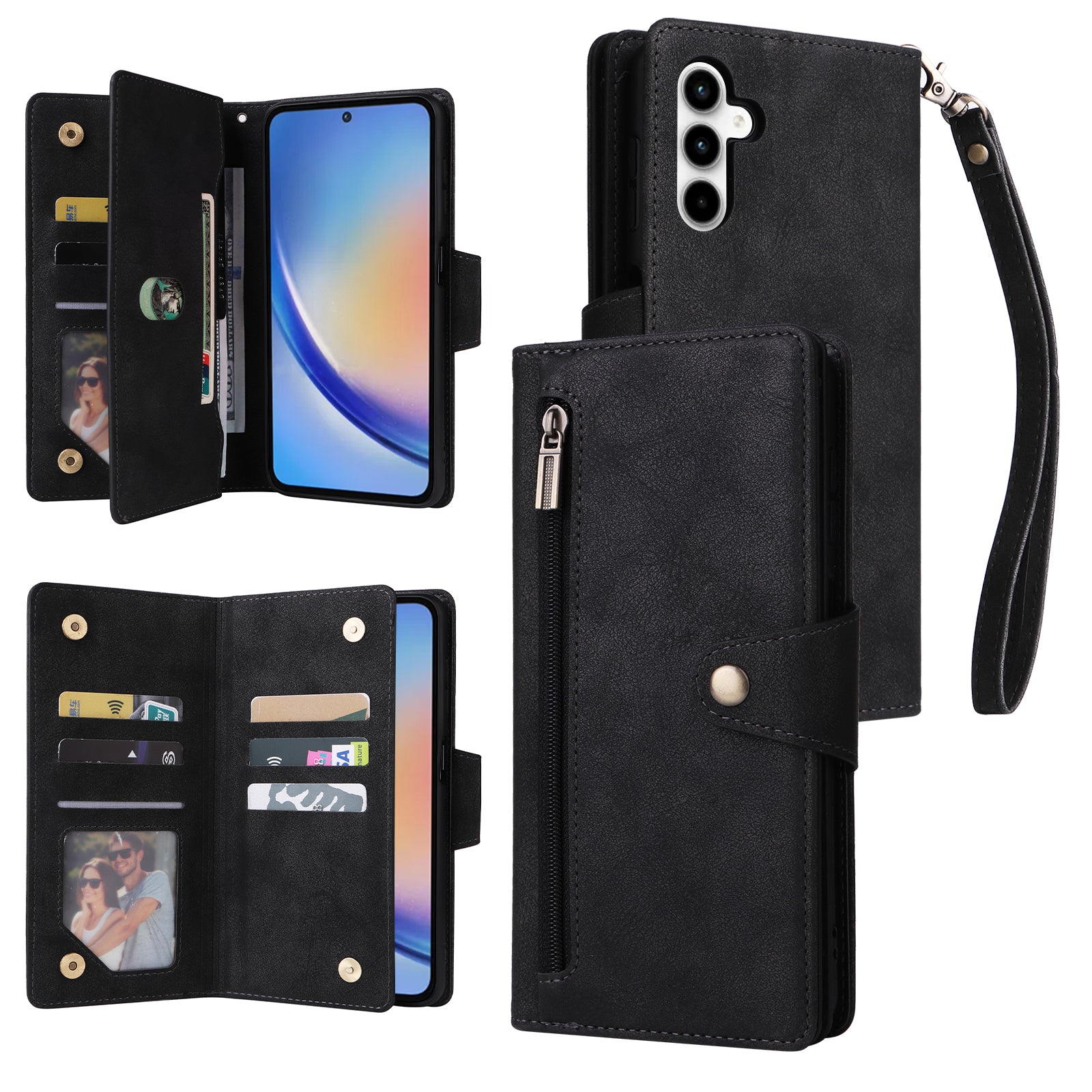 For Samsung Galaxy A35 5G Leather Case Rivet Decor Wallet Flip Phone Cover