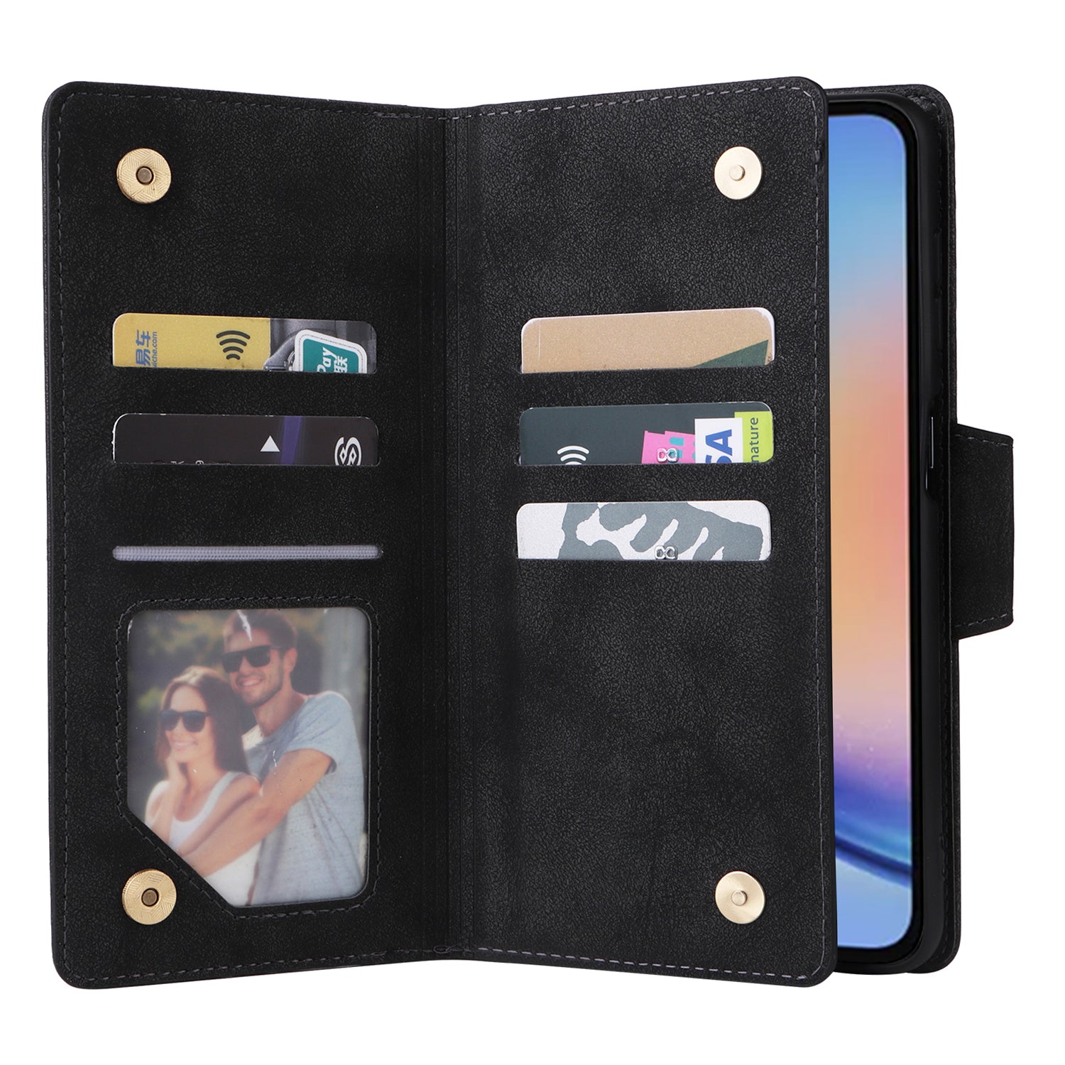For Samsung Galaxy A35 5G Leather Case Rivet Decor Wallet Flip Phone Cover