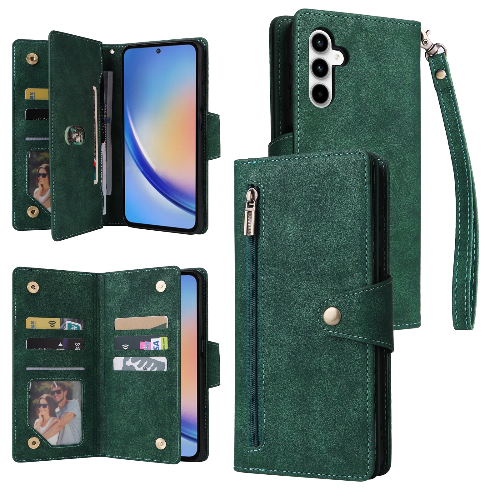 For Samsung Galaxy A35 5G Leather Case Rivet Decor Wallet Flip Phone Cover