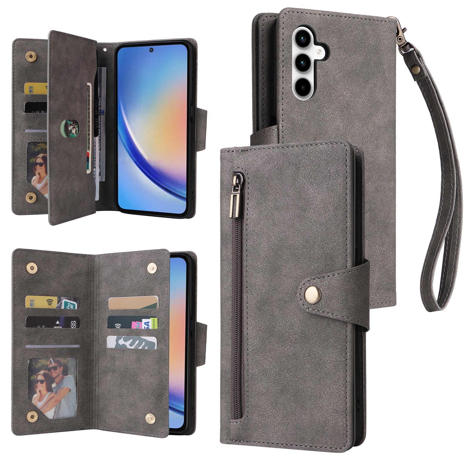 For Samsung Galaxy A35 5G Leather Case Rivet Decor Wallet Flip Phone Cover
