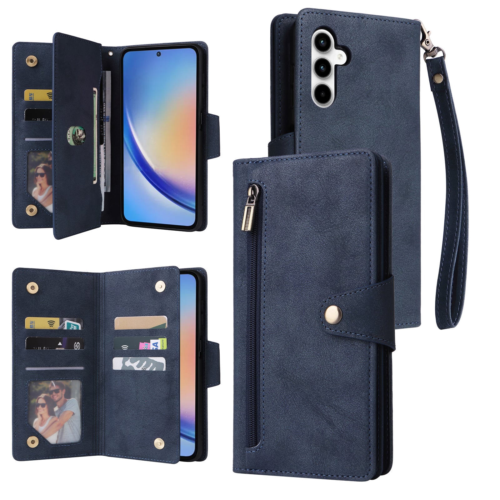 For Samsung Galaxy A35 5G Leather Case Rivet Decor Wallet Flip Phone Cover