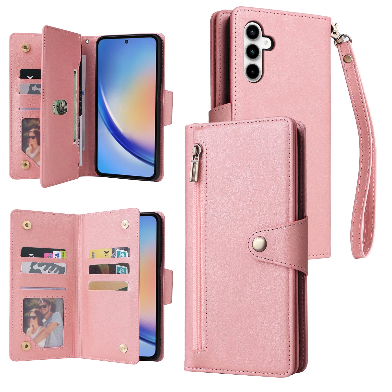 For Samsung Galaxy A35 5G Leather Case Rivet Decor Wallet Flip Phone Cover