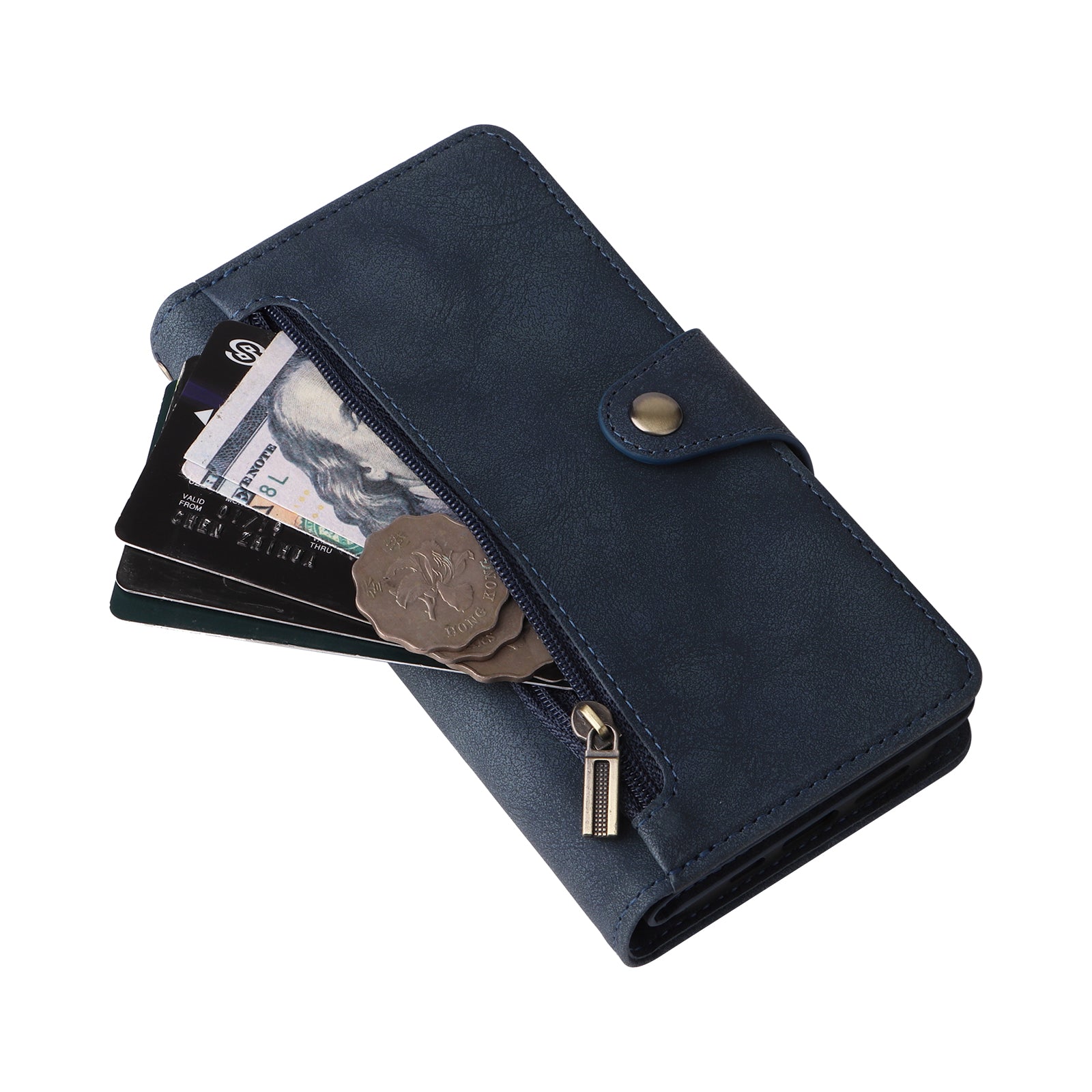 For Xiaomi Redmi Note 13 4G Phone Wallet Case Rivet Decor Leather Stand Cover