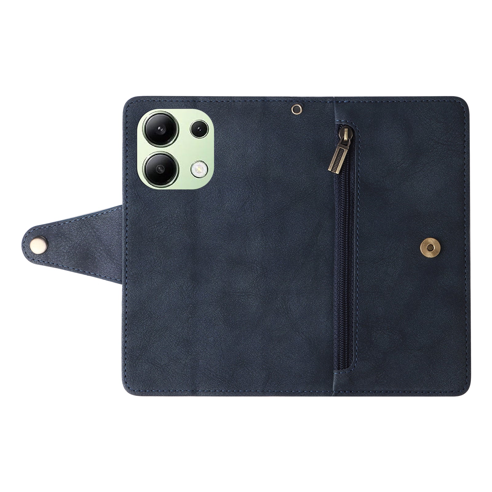 For Xiaomi Redmi Note 13 4G Phone Wallet Case Rivet Decor Leather Stand Cover