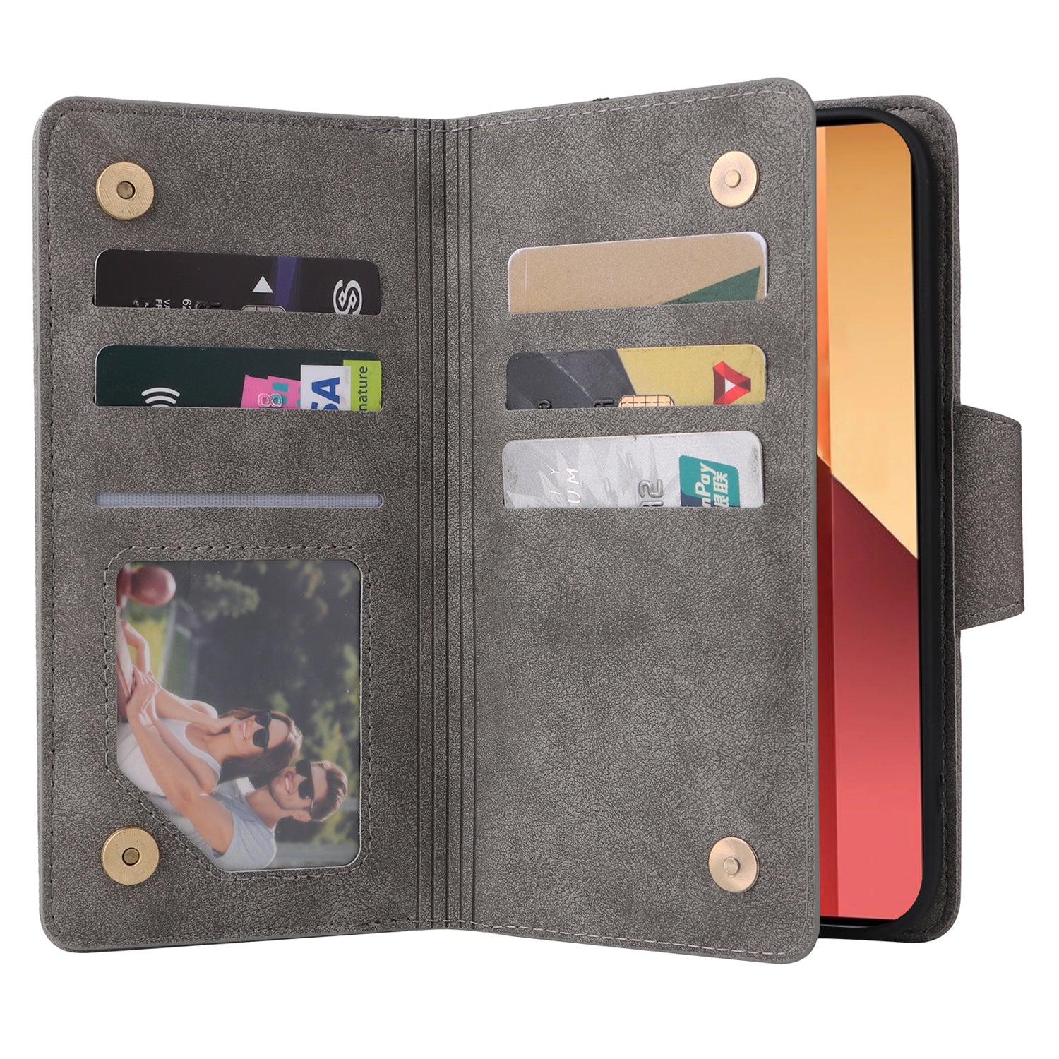 For Xiaomi Redmi Note 13 Pro 4G / Poco M6 Pro 4G Case Leather Wallet Phone Cover Rivet Decor