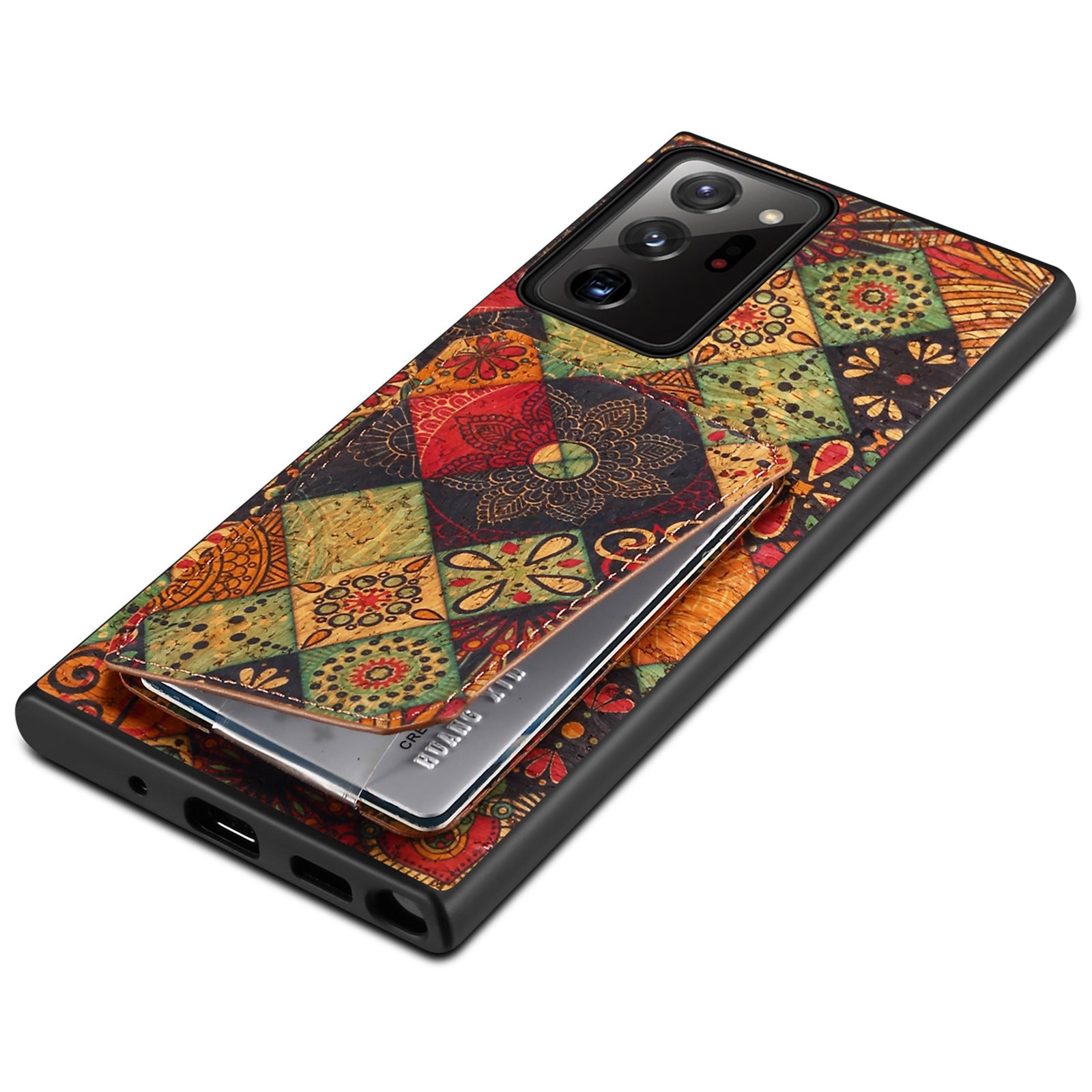 For Samsung Galaxy Note20 Ultra 5G / Note20 Ultra Case Card Holder Flower Pattern Back Phone Cover
