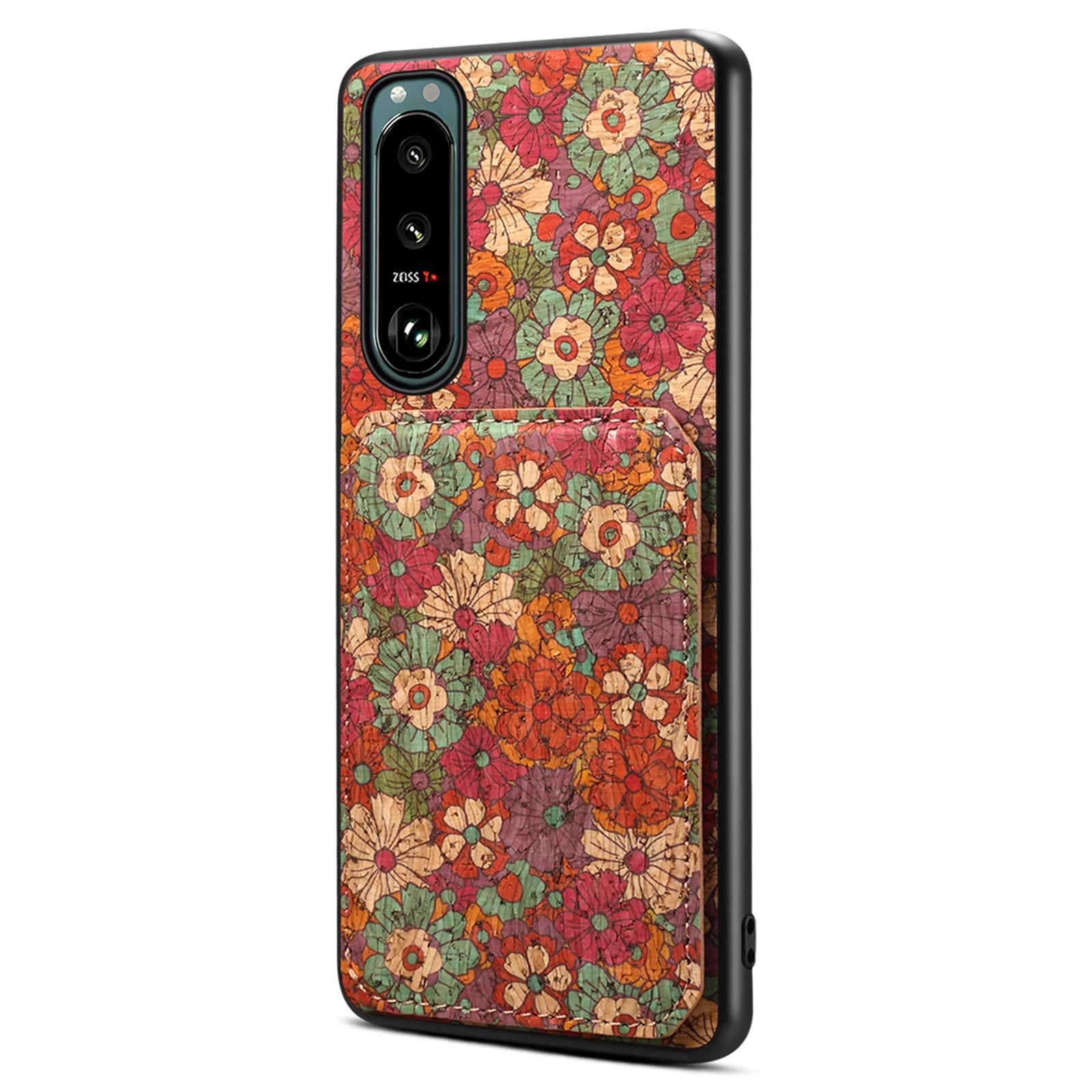 For Sony Xperia 5 III 5G Case Card Holder Kickstand Flower Phone Cover