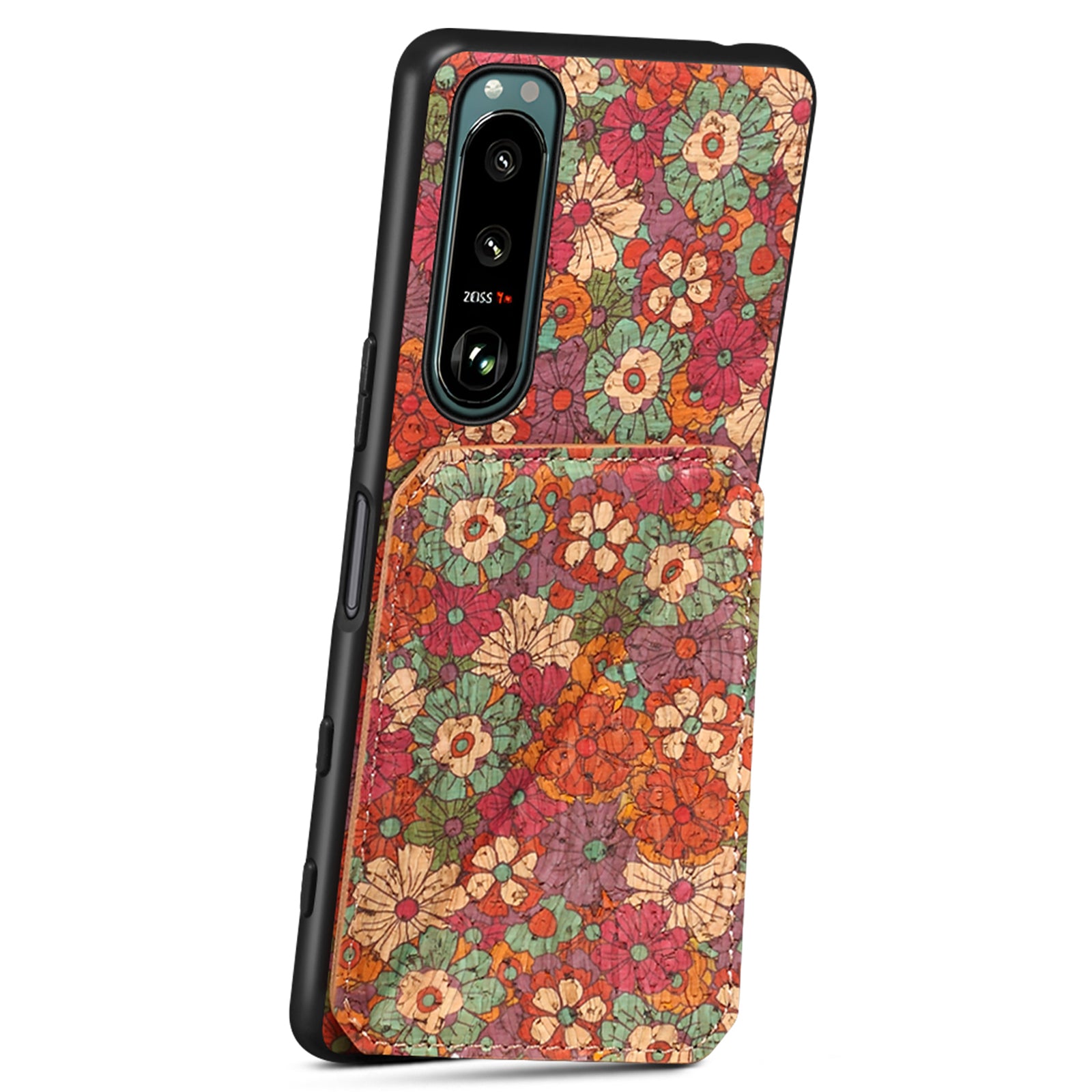 For Sony Xperia 5 III 5G Case Card Holder Kickstand Flower Phone Cover