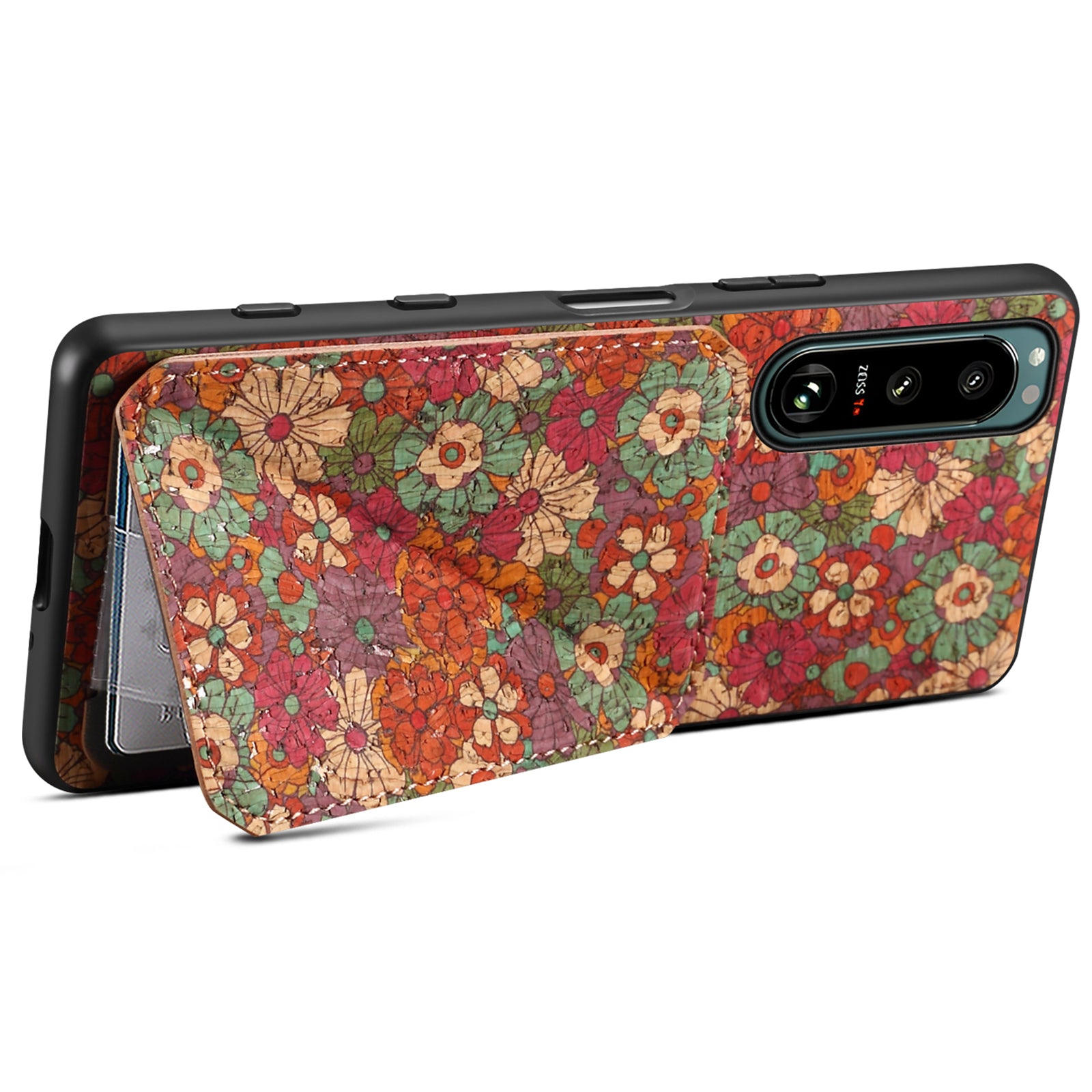 For Sony Xperia 5 III 5G Case Card Holder Kickstand Flower Phone Cover