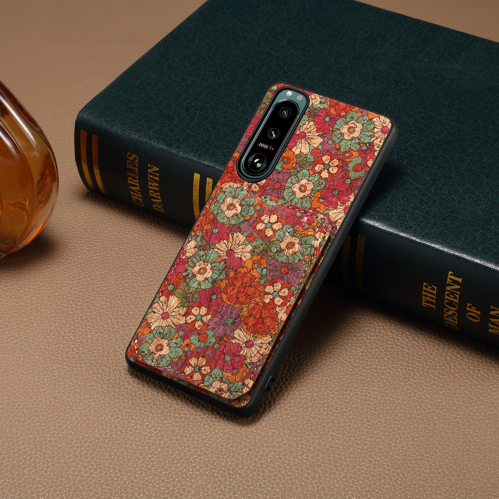 For Sony Xperia 5 III 5G Case Card Holder Kickstand Flower Phone Cover