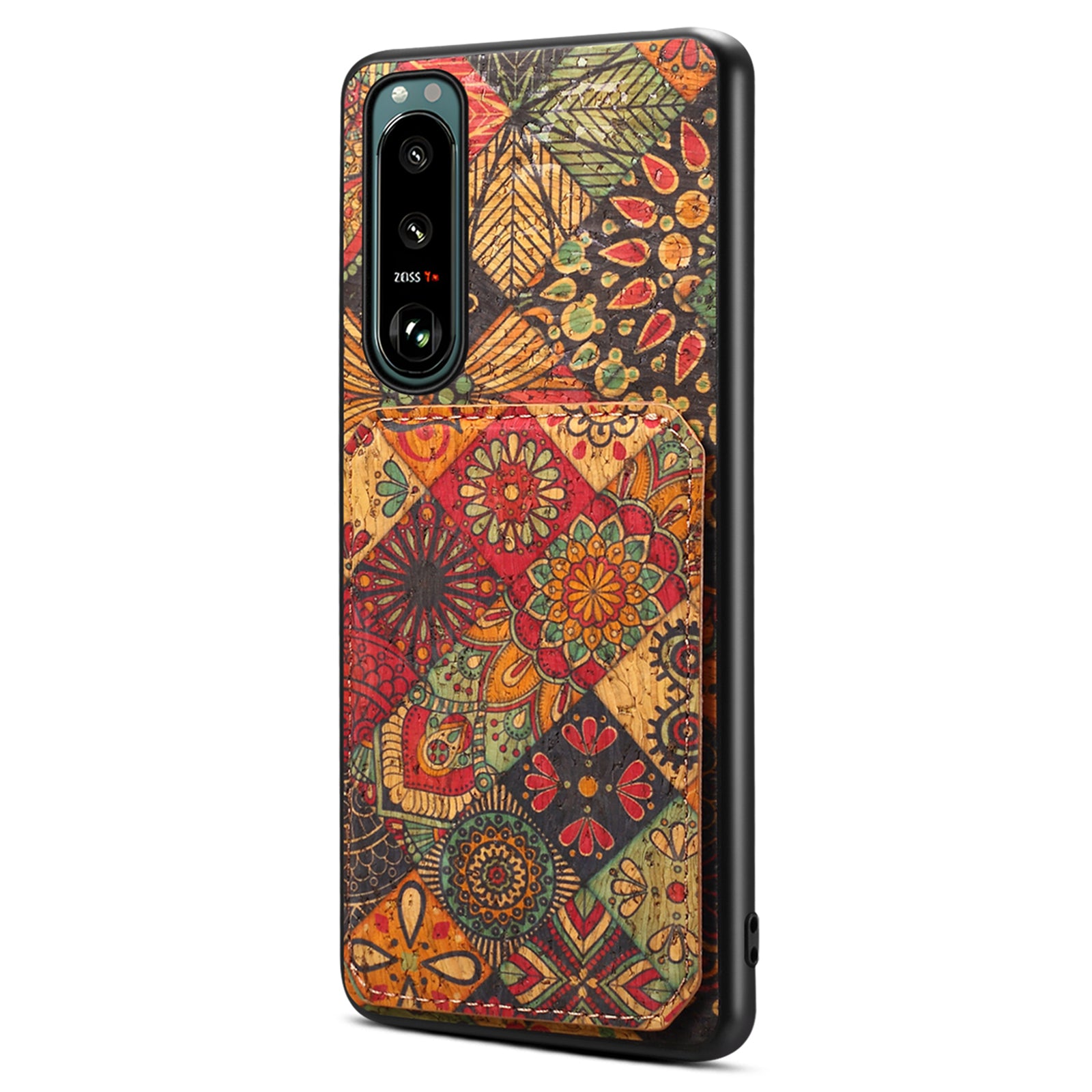 For Sony Xperia 5 III 5G Case Card Holder Kickstand Flower Phone Cover