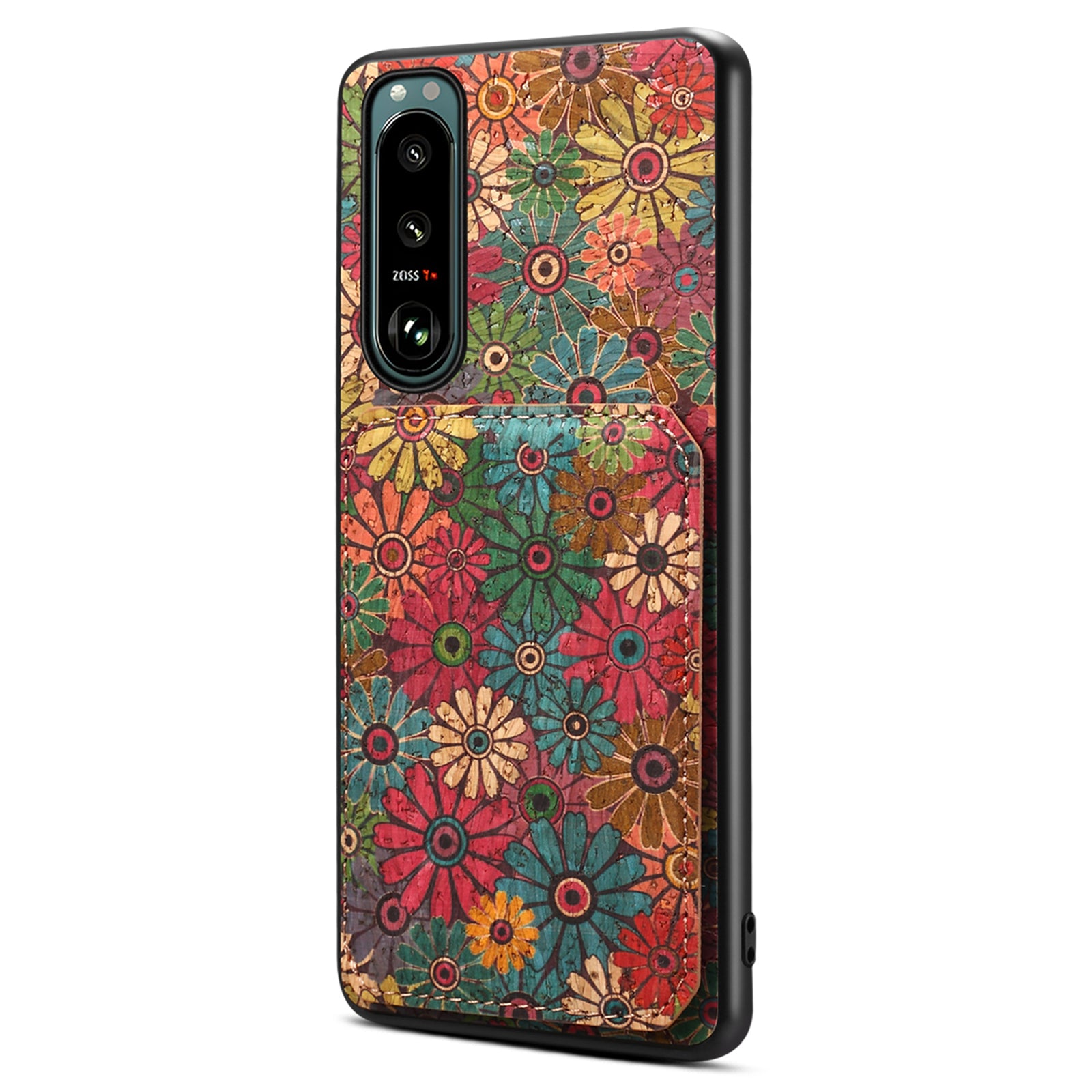 For Sony Xperia 5 III 5G Case Card Holder Kickstand Flower Phone Cover