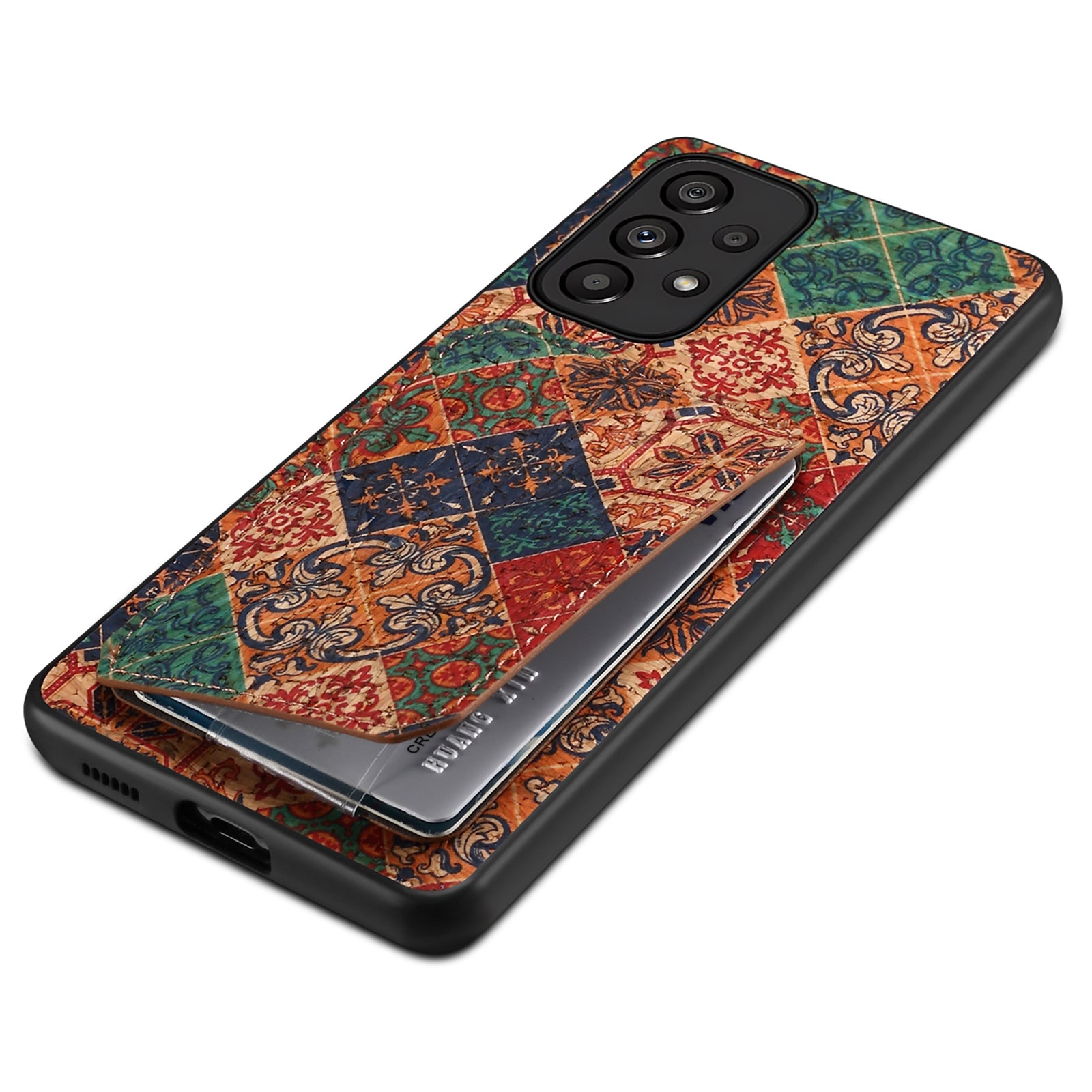 For Samsung Galaxy A53 5G Case Card Holder Flower Pattern Drop-proof Phone Cover