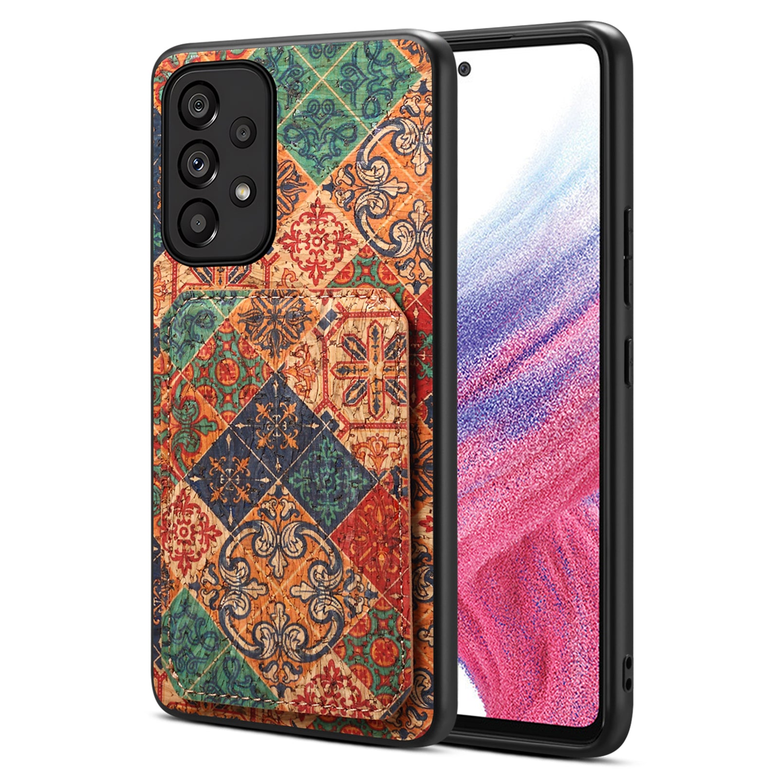 For Samsung Galaxy A53 5G Case Card Holder Flower Pattern Drop-proof Phone Cover