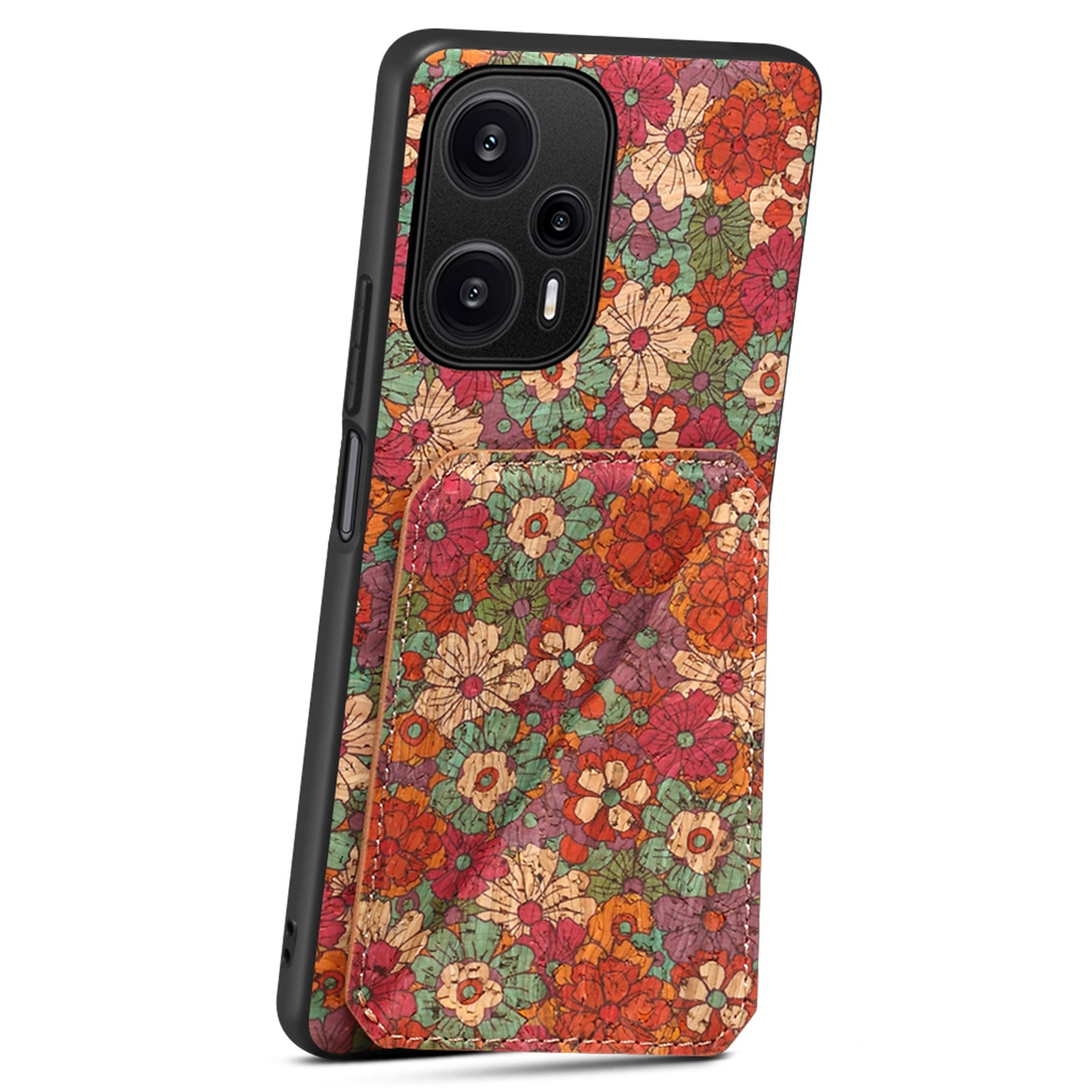 For Xiaomi Redmi Note 12 Turbo / Poco F5 5G Phone Case Flower Pattern Card Holder Cover