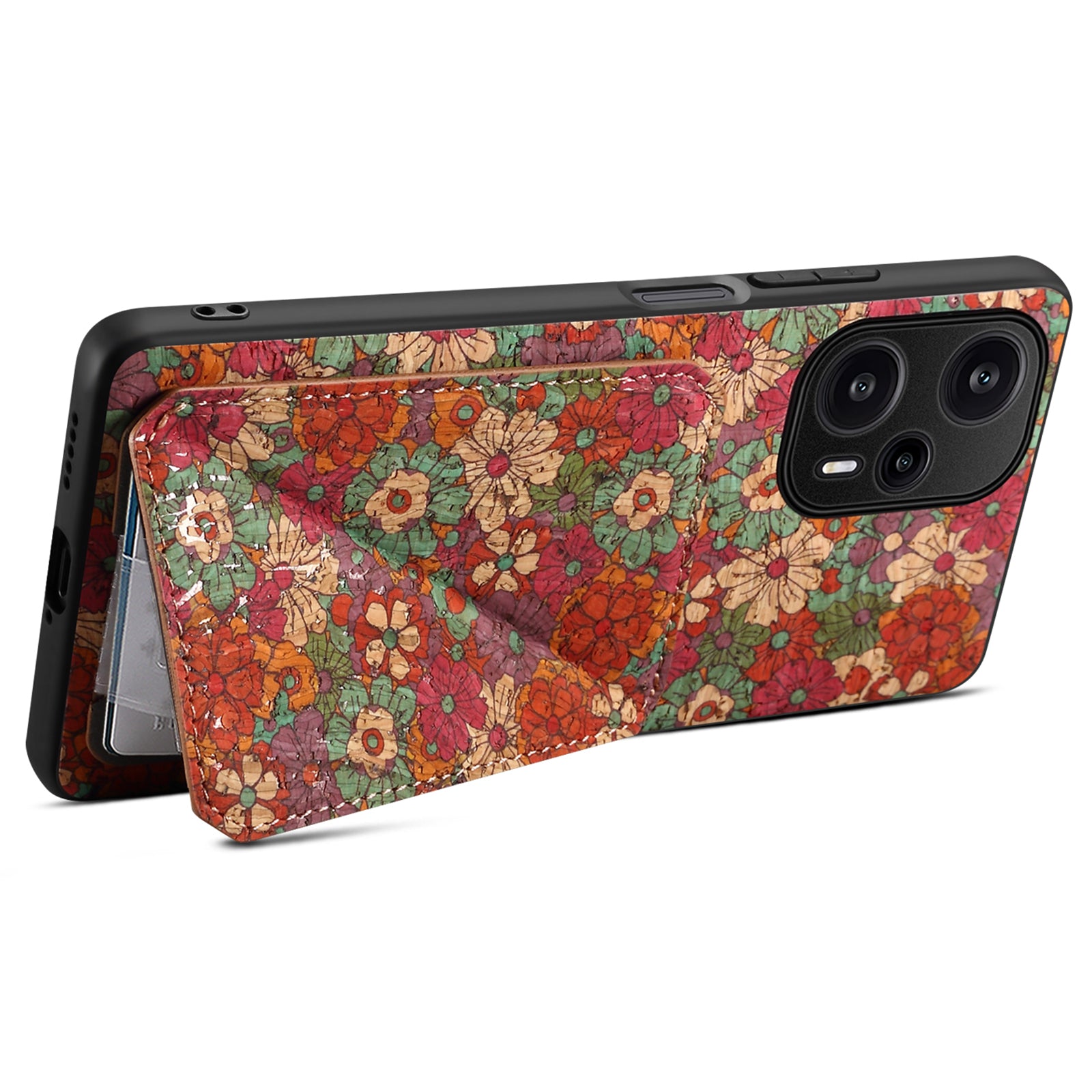 For Xiaomi Redmi Note 12 Turbo / Poco F5 5G Phone Case Flower Pattern Card Holder Cover