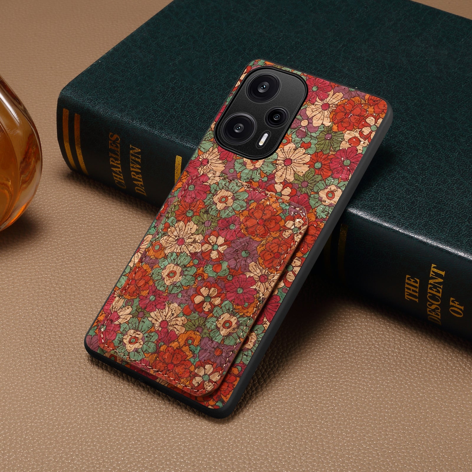 For Xiaomi Redmi Note 12 Turbo / Poco F5 5G Phone Case Flower Pattern Card Holder Cover