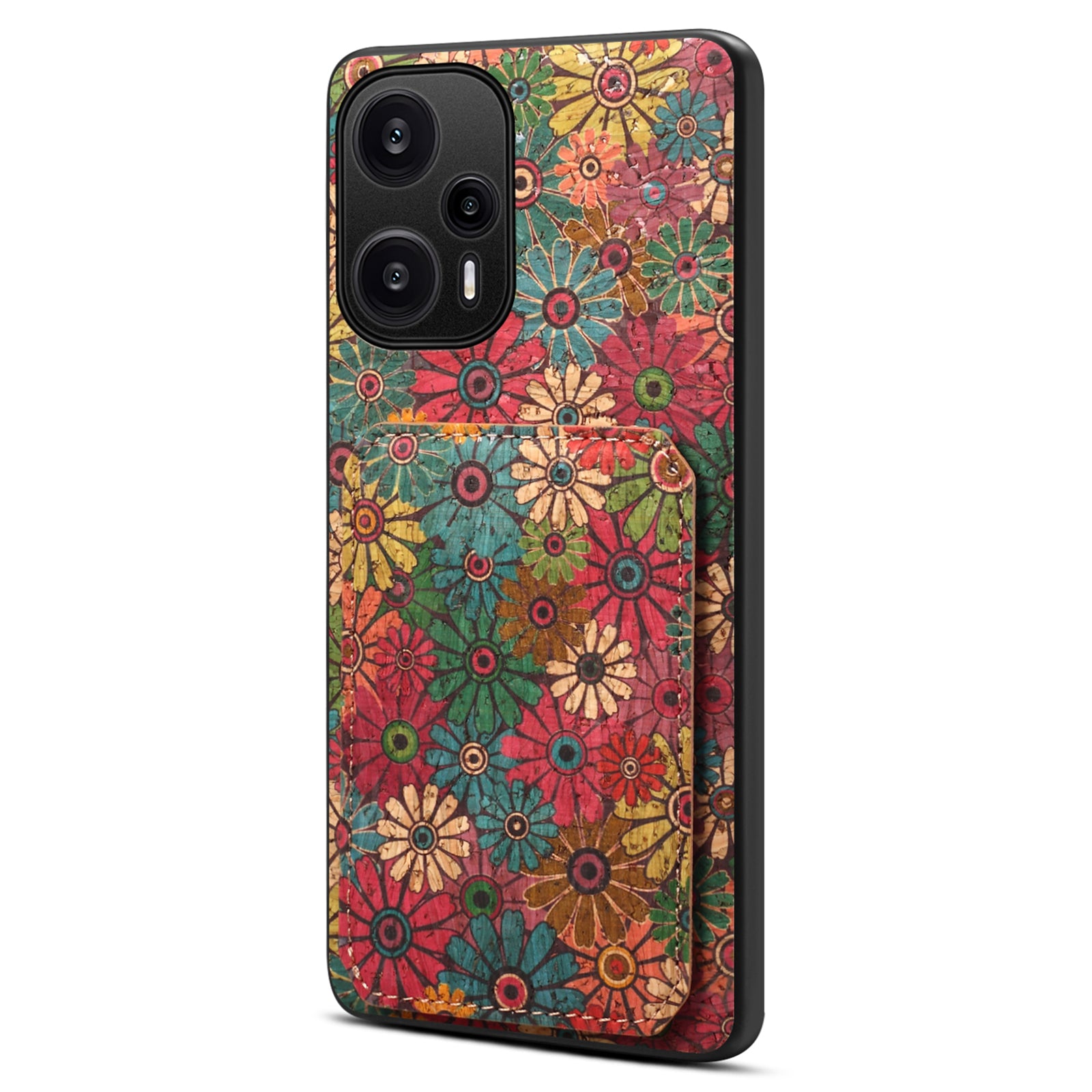 For Xiaomi Redmi Note 12 Turbo / Poco F5 5G Phone Case Flower Pattern Card Holder Cover