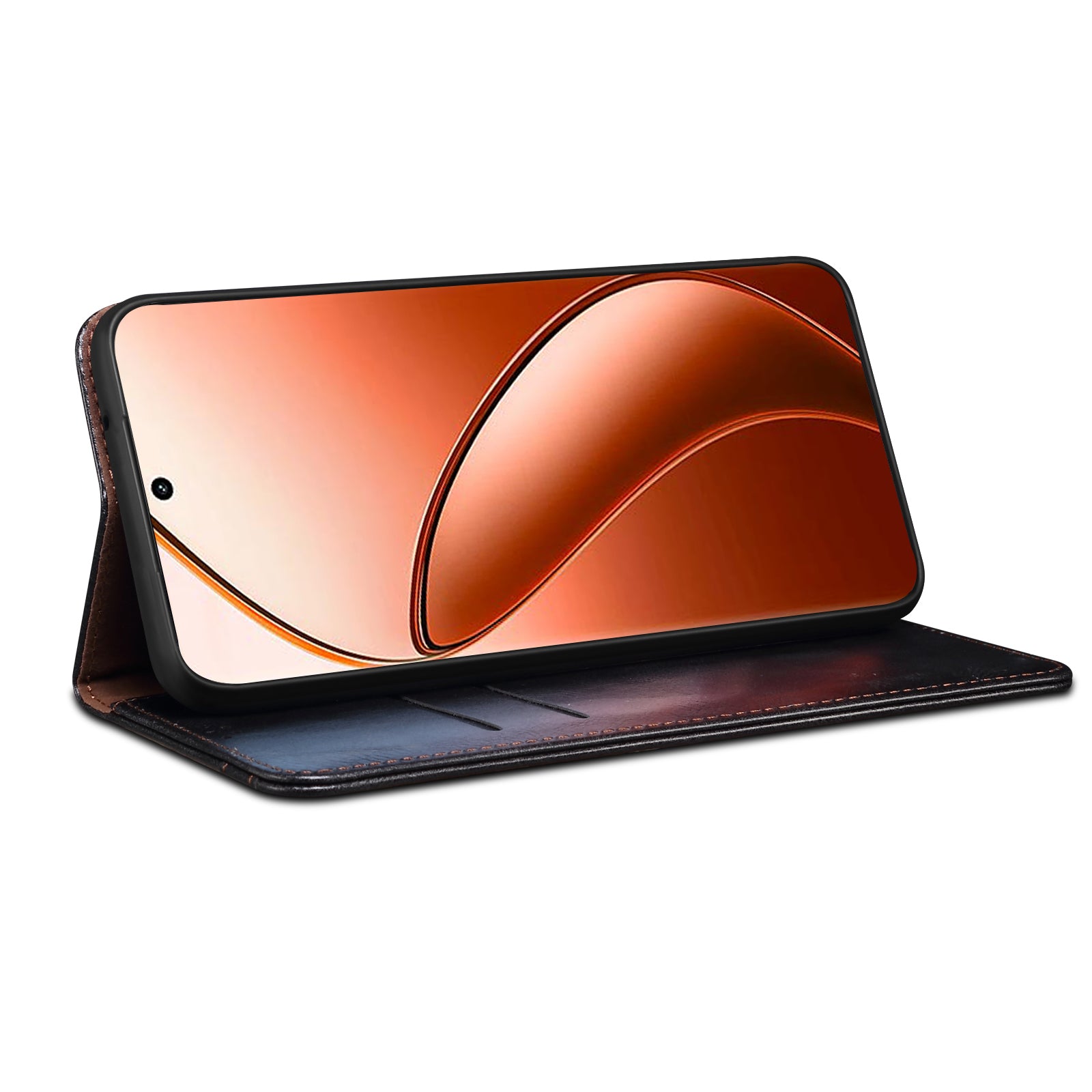 For Realme 12 Pro 5G / 12 Pro+ 5G Case Waxy Crazy Horse Texture Folio Stand Phone Cover