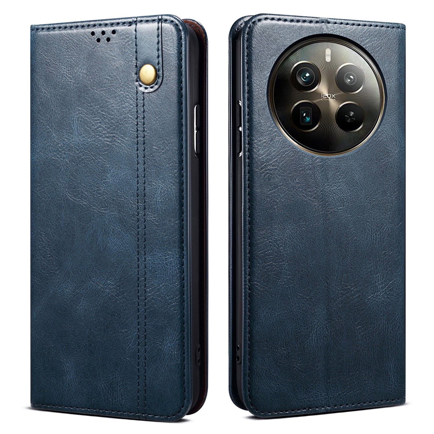 For Realme 12 Pro 5G / 12 Pro+ 5G Case Waxy Crazy Horse Texture Folio Stand Phone Cover