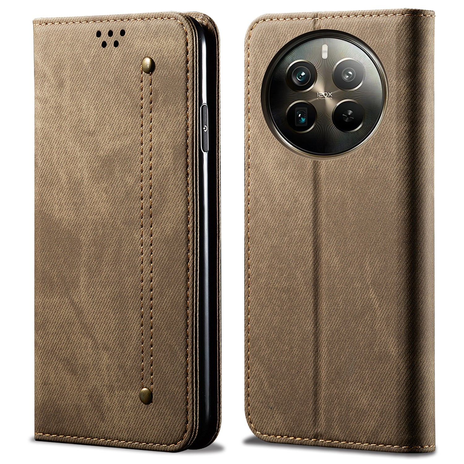 For Realme 12 Pro 5G / 12 Pro+ 5G Case Leather Jeans Cloth Texture Cell Phone Cover