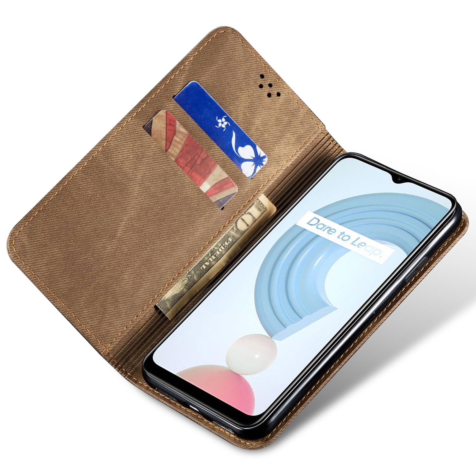 For Realme 12 Pro 5G / 12 Pro+ 5G Case Leather Jeans Cloth Texture Cell Phone Cover
