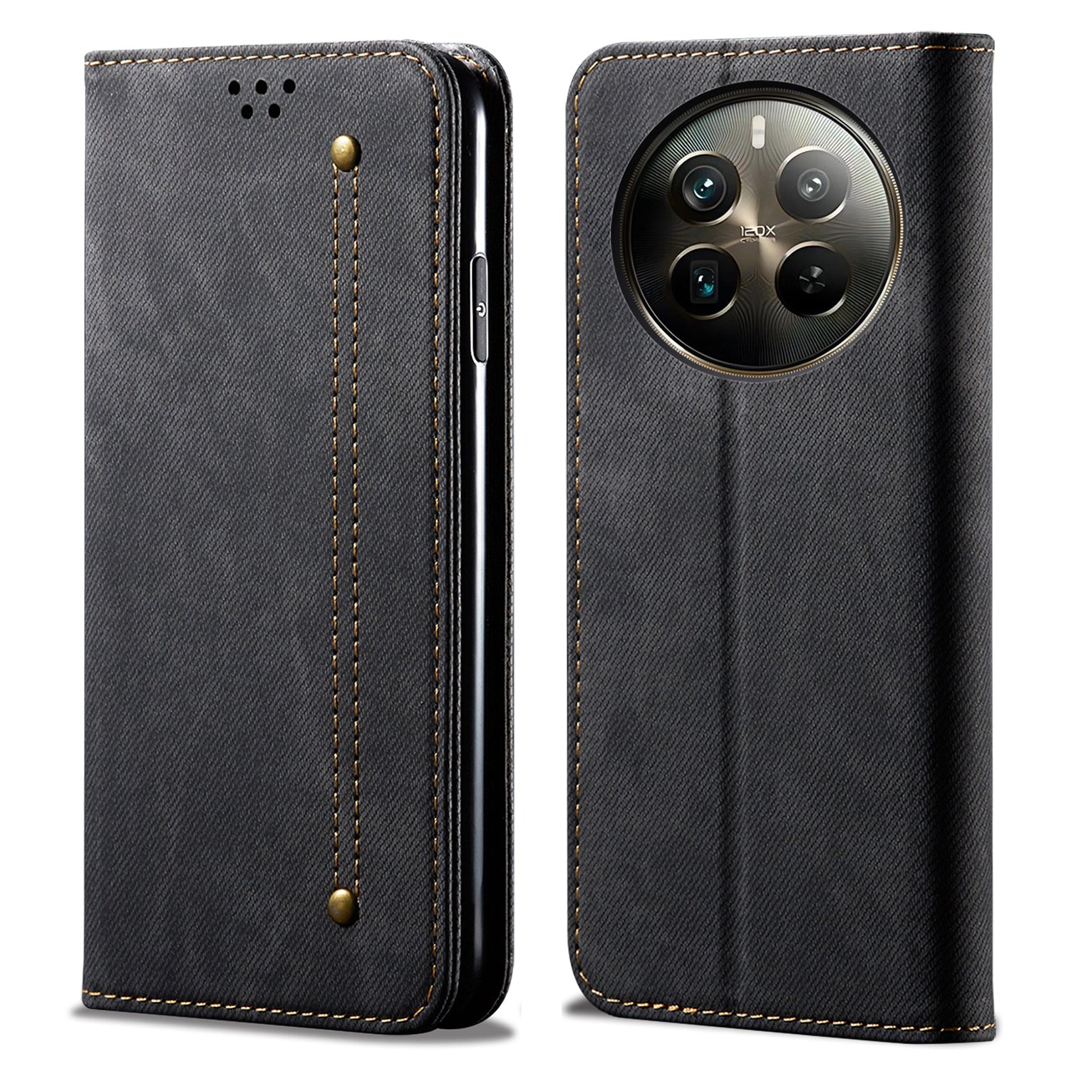For Realme 12 Pro 5G / 12 Pro+ 5G Case Leather Jeans Cloth Texture Cell Phone Cover