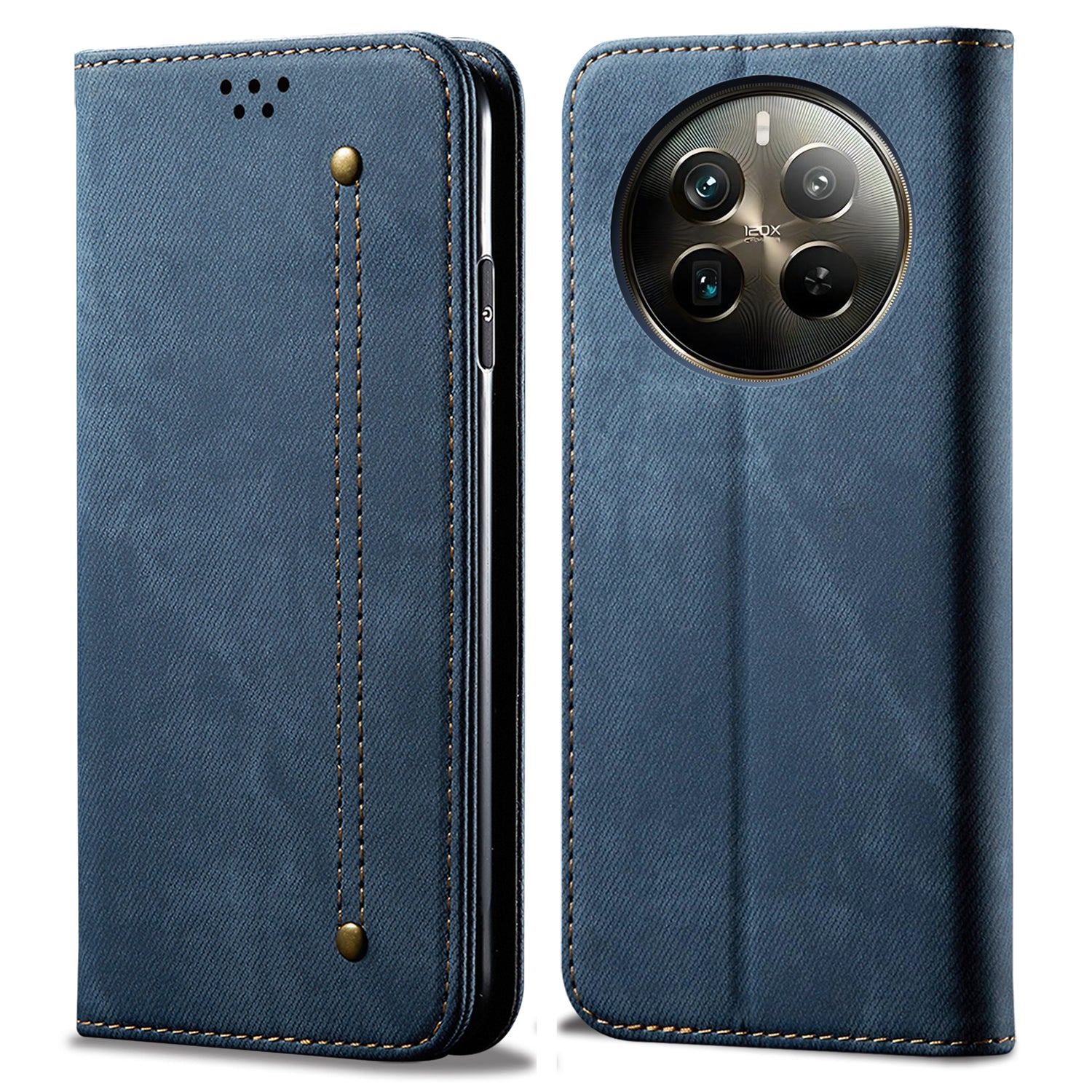 For Realme 12 Pro 5G / 12 Pro+ 5G Case Leather Jeans Cloth Texture Cell Phone Cover
