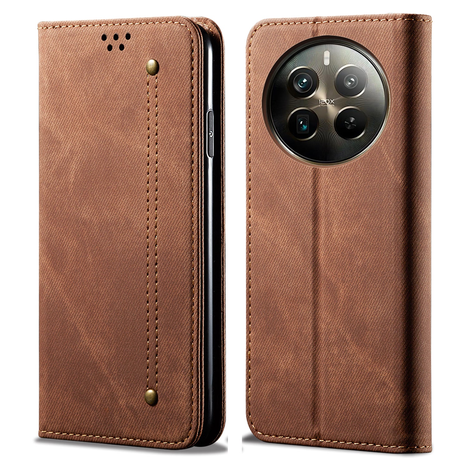 For Realme 12 Pro 5G / 12 Pro+ 5G Case Leather Jeans Cloth Texture Cell Phone Cover