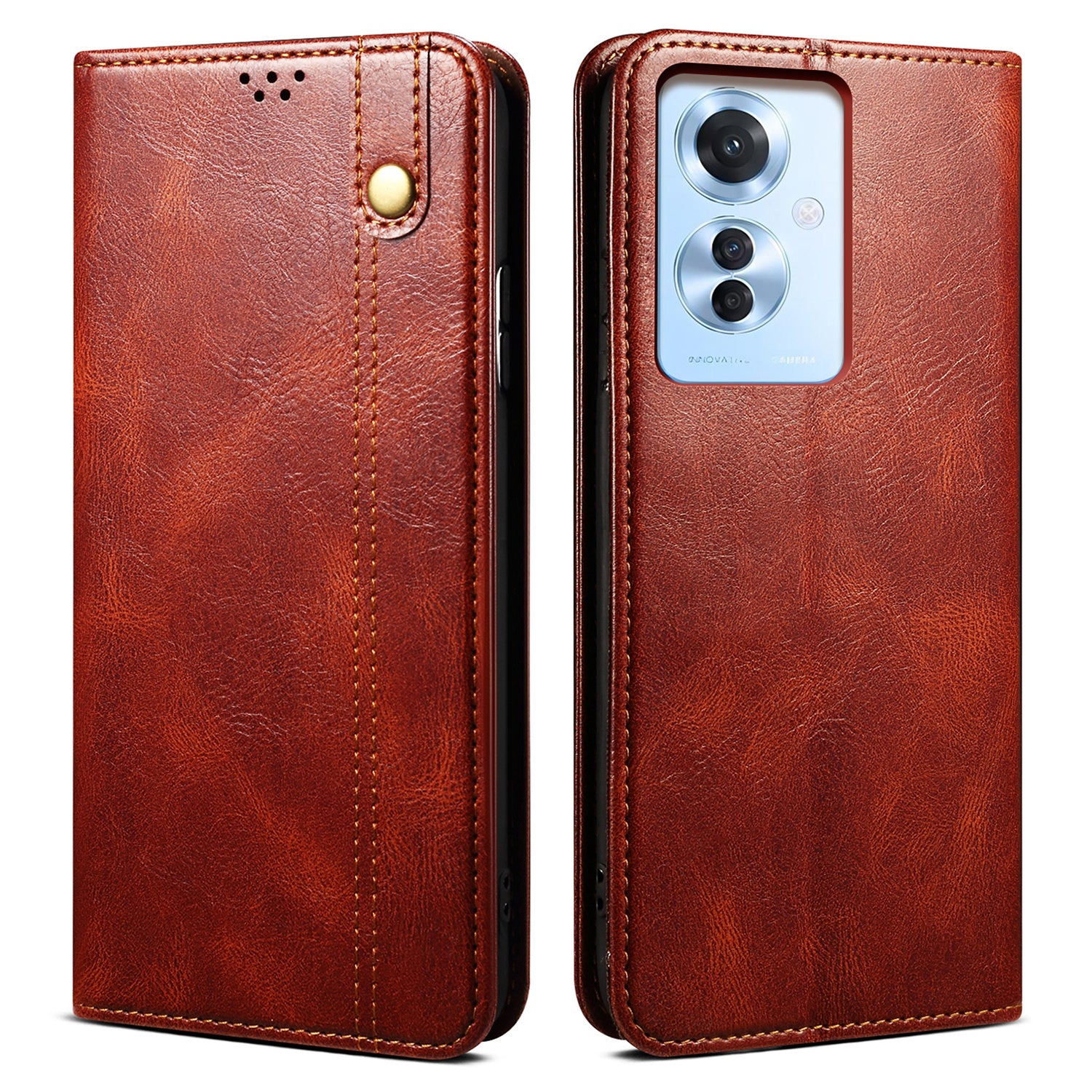 For Oppo Reno11 F 5G / F25 Pro 5G Case Waxy Crazy Horse Texture Card Holder Phone Cover