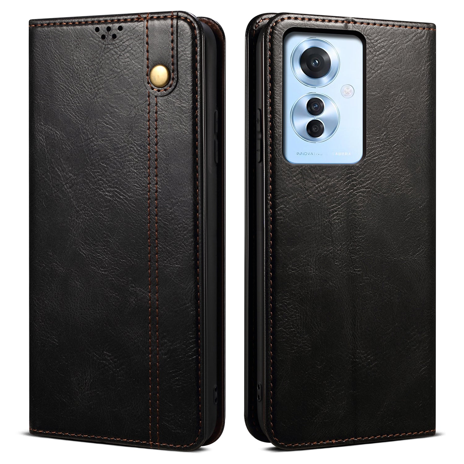 For Oppo Reno11 F 5G / F25 Pro 5G Case Waxy Crazy Horse Texture Card Holder Phone Cover