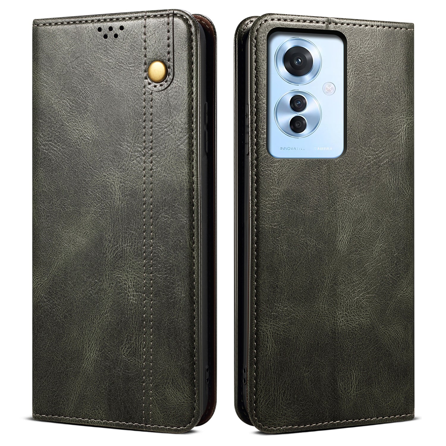For Oppo Reno11 F 5G / F25 Pro 5G Case Waxy Crazy Horse Texture Card Holder Phone Cover