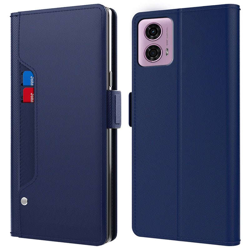 For Motorola Moto G24 4G Leather Phone Shell PU+TPU Magnetic Cell Phone Cover With Mirror