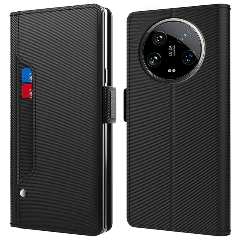 For Xiaomi 14 Ultra Leather Phone Case Magnetic Phone Cover With Mirror PU+TPU Wallet Stand Cover