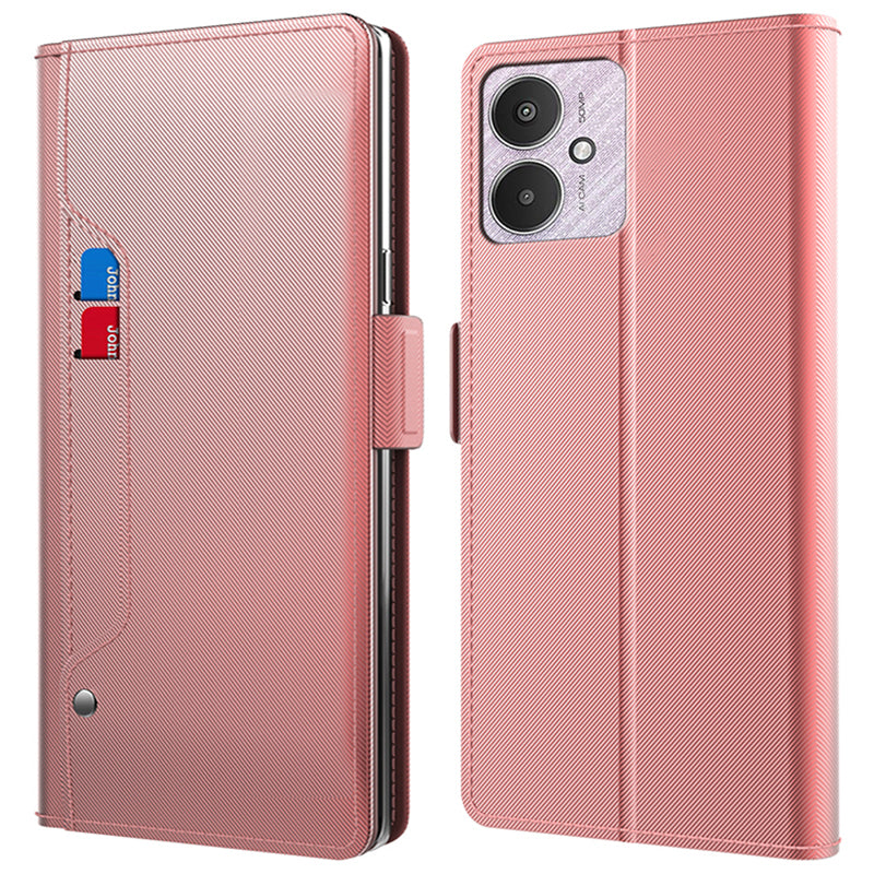 For Xiaomi Redmi 13C 5G Case Stand PU Leather Phone Cover with Mirror