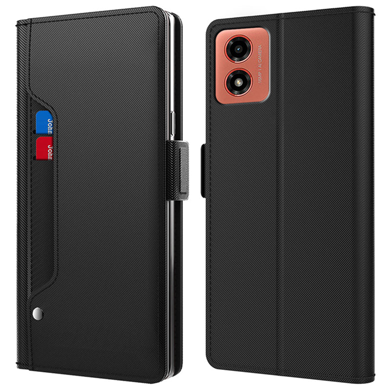 For Motorola Moto G04 4G Leather Case Shockproof Flip Phone Cover with Mirror