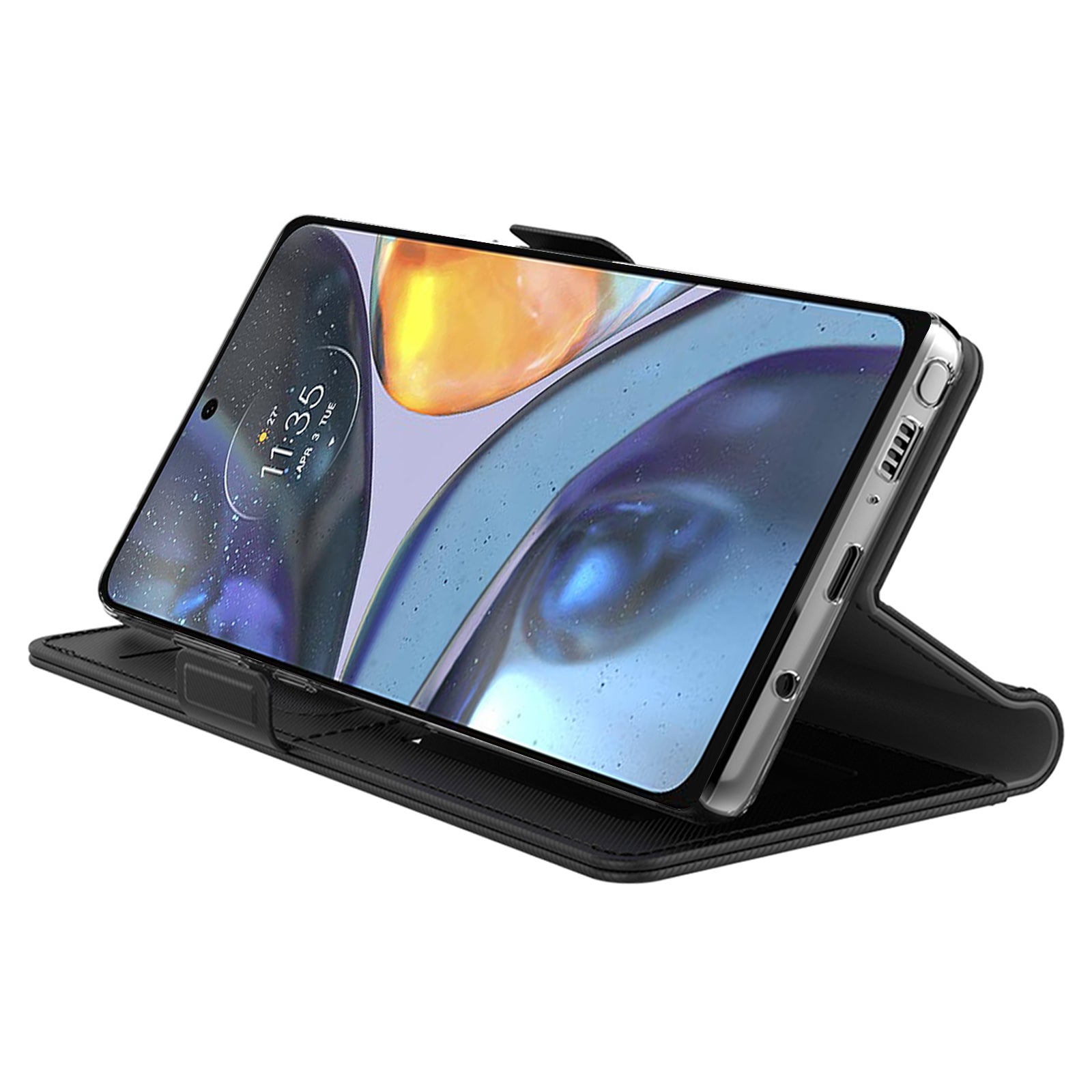 For Motorola Moto G04 4G Leather Case Shockproof Flip Phone Cover with Mirror