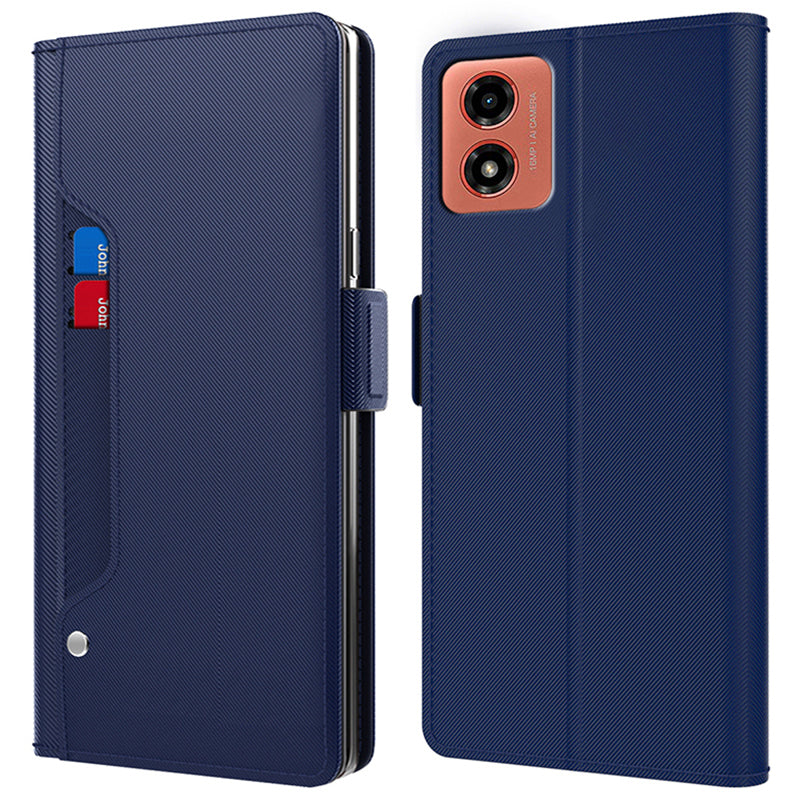 For Motorola Moto G04 4G Leather Case Shockproof Flip Phone Cover with Mirror