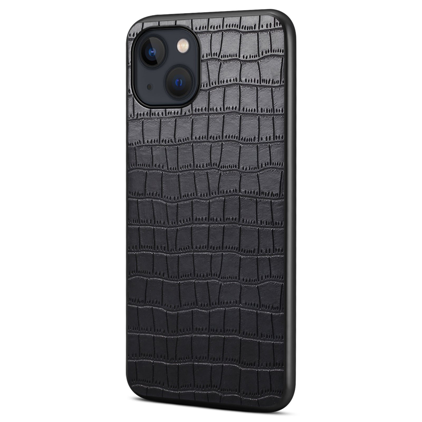 For iPhone 14 Plus Cell Phone Cases Crocodile Textured Leather+PC+TPU Cover