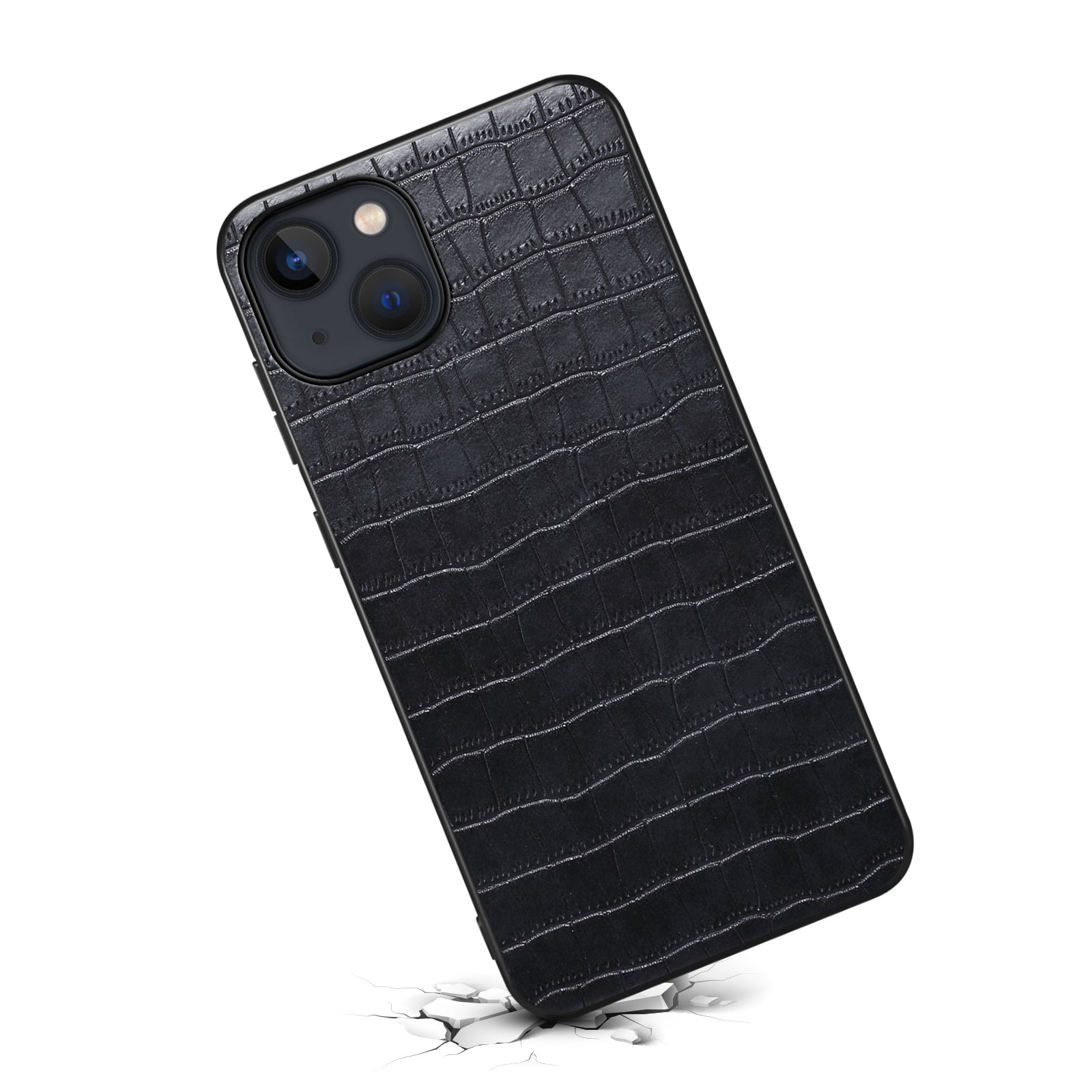 For iPhone 14 Plus Cell Phone Cases Crocodile Textured Leather+PC+TPU Cover
