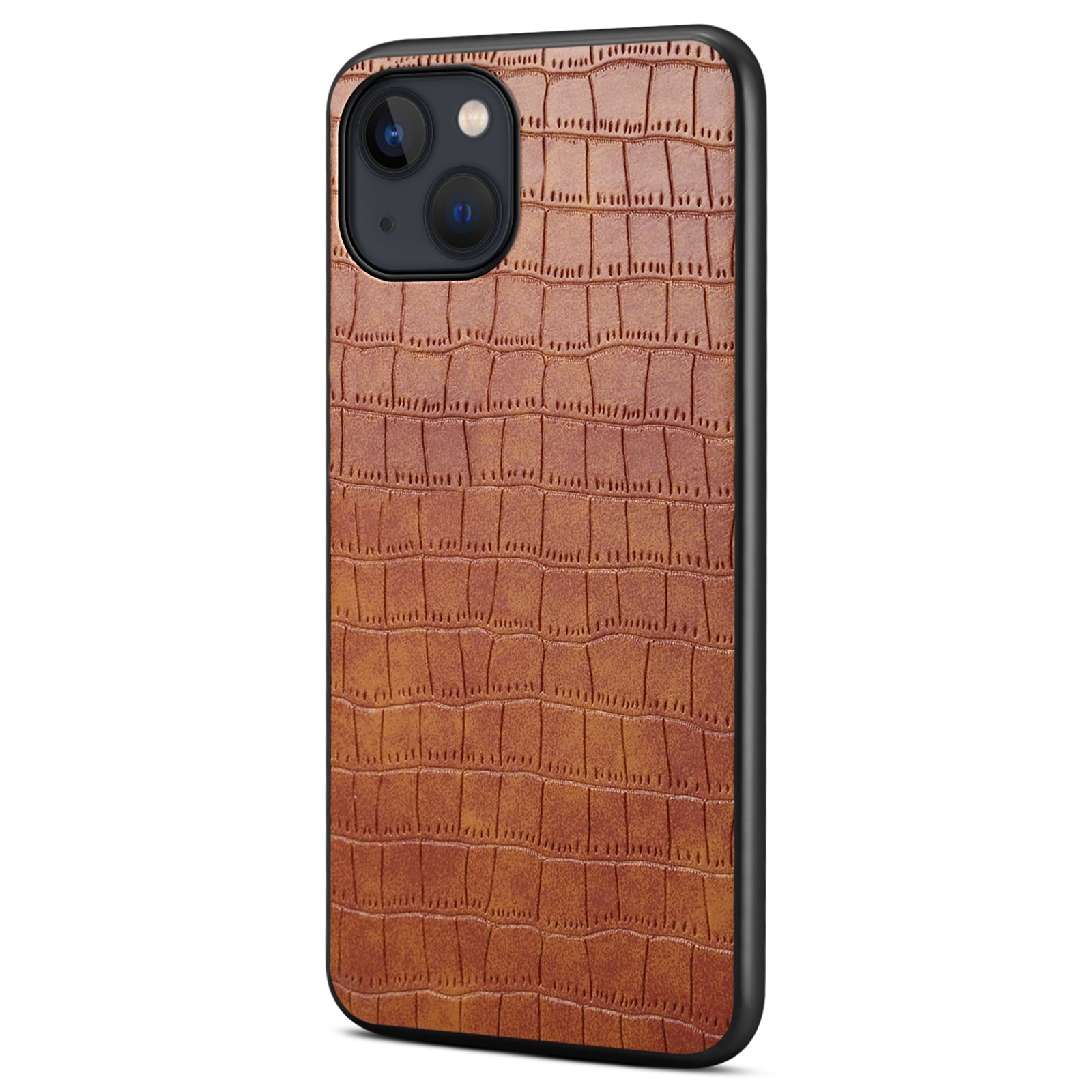 For iPhone 14 Plus Cell Phone Cases Crocodile Textured Leather+PC+TPU Cover