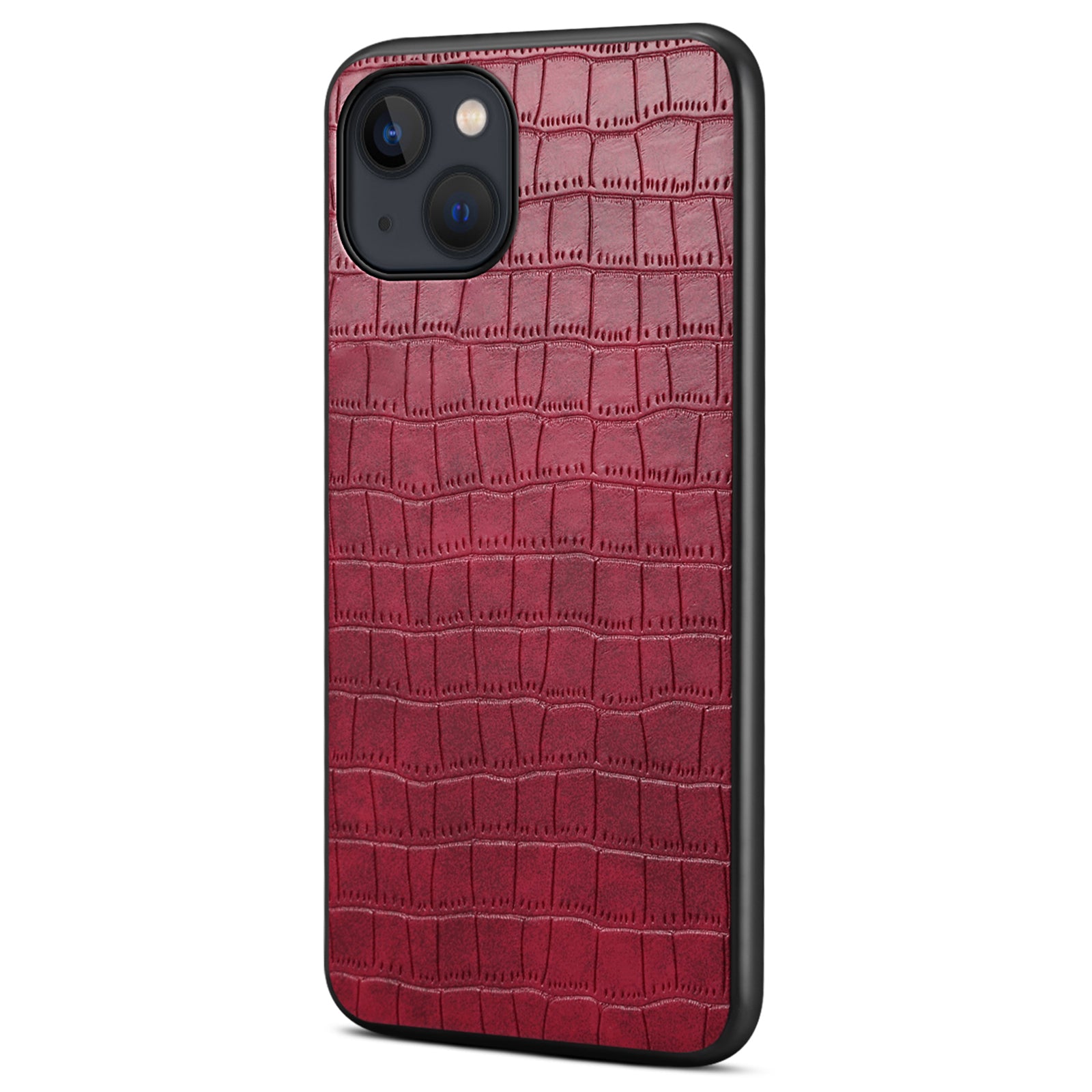 For iPhone 14 Plus Cell Phone Cases Crocodile Textured Leather+PC+TPU Cover