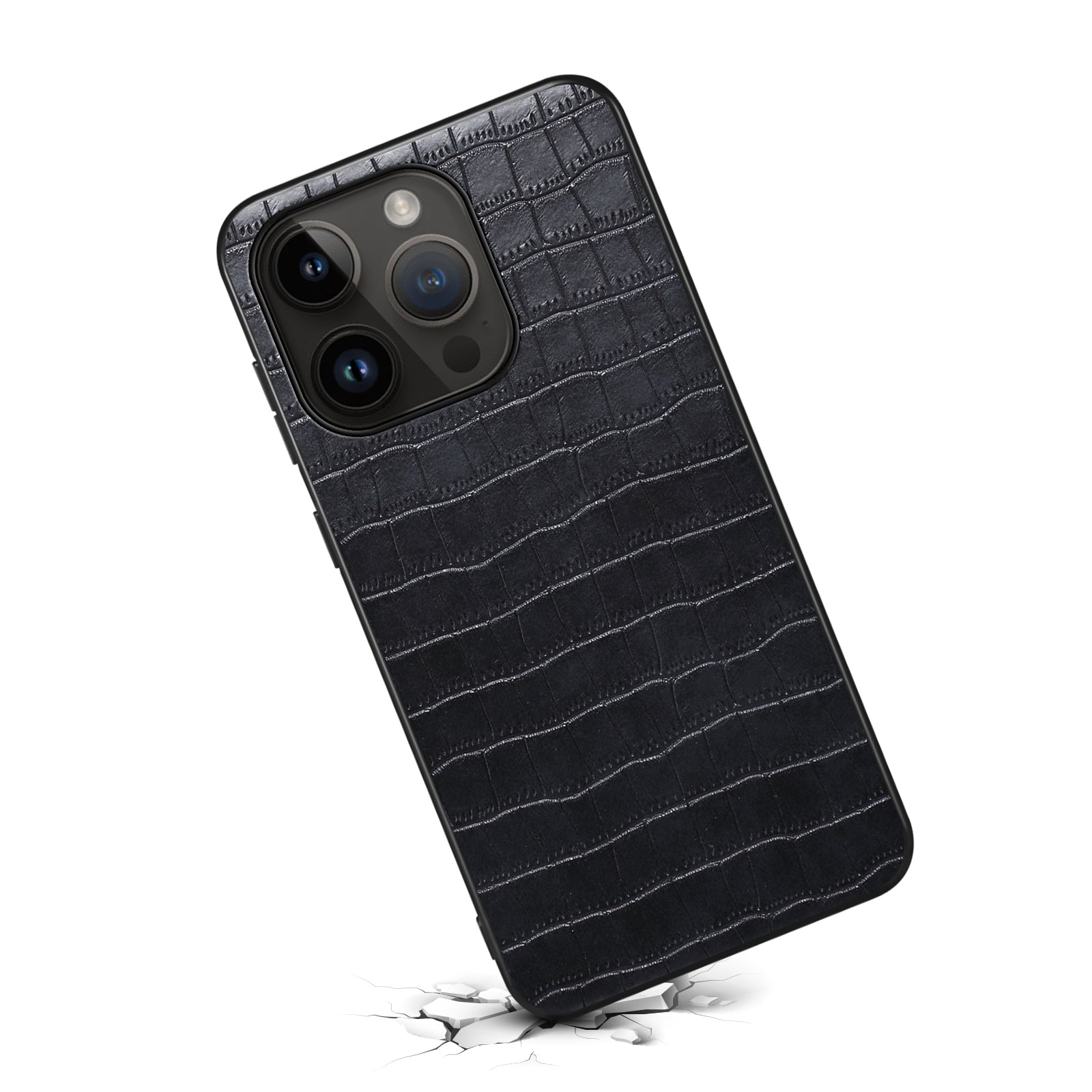 For iPhone 14 Pro Cell Phone Cases Leather+PC+TPU Bump Proof Cover with Crocodile Texture