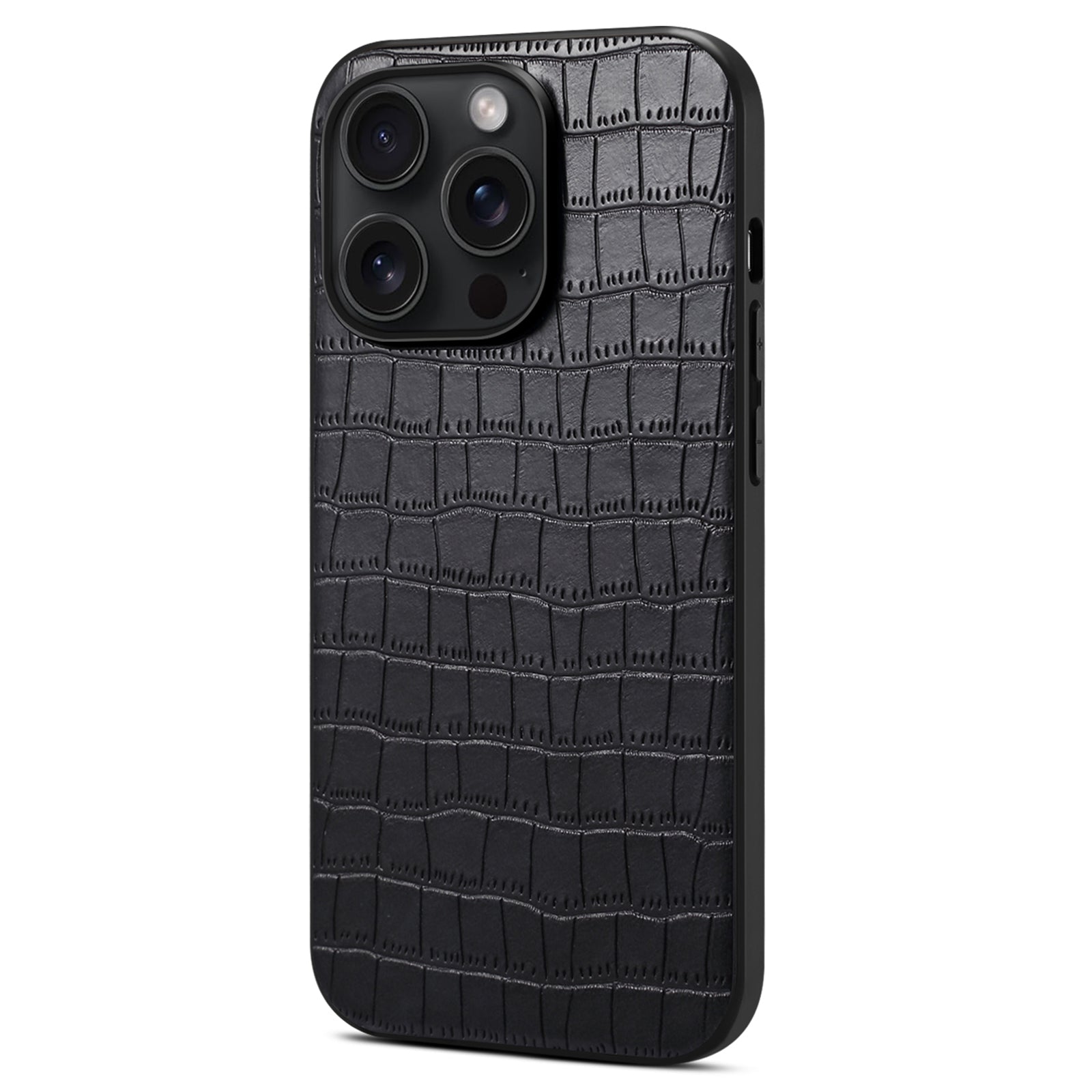 For iPhone 14 Pro Max Case Crocodile Textured Leather Covered Hybrid Slim Phone Case