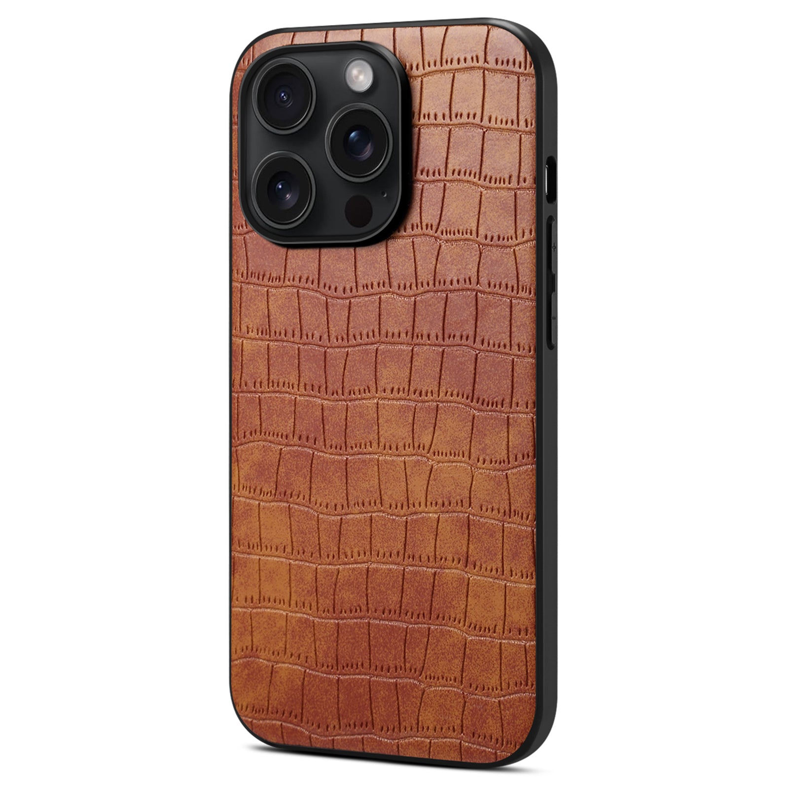 For iPhone 14 Pro Max Case Crocodile Textured Leather Covered Hybrid Slim Phone Case