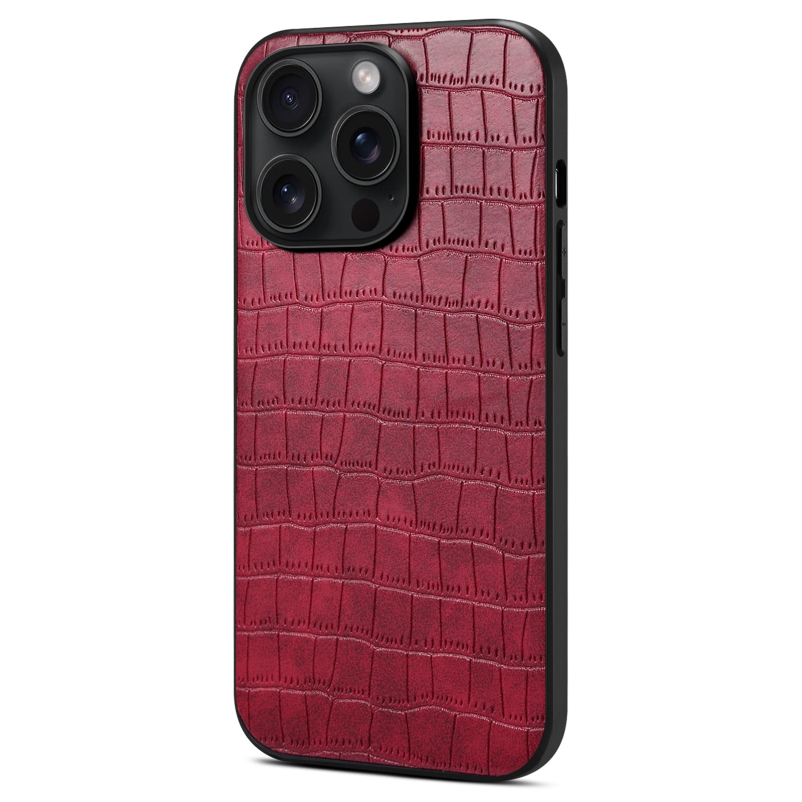 For iPhone 14 Pro Max Case Crocodile Textured Leather Covered Hybrid Slim Phone Case