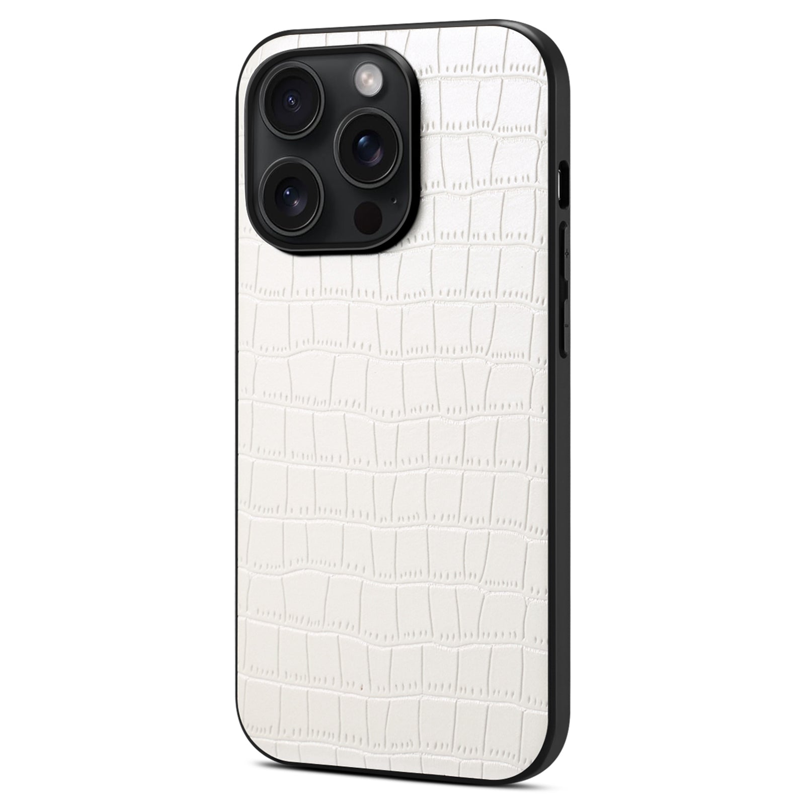 For iPhone 14 Pro Max Case Crocodile Textured Leather Covered Hybrid Slim Phone Case