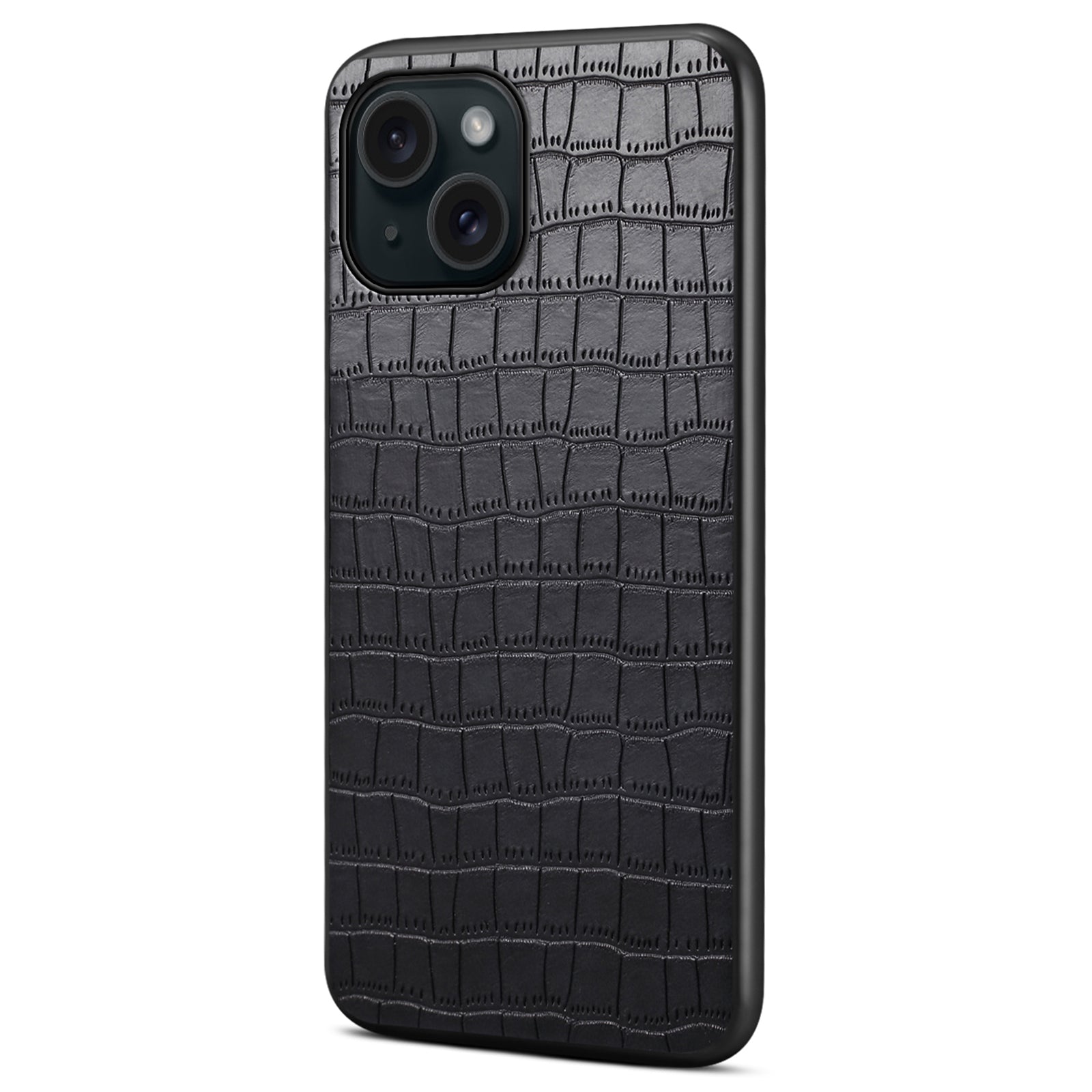 For iPhone 15 Plus Cases Leather Coated PC+TPU Drop-resistant Phone Back Shell