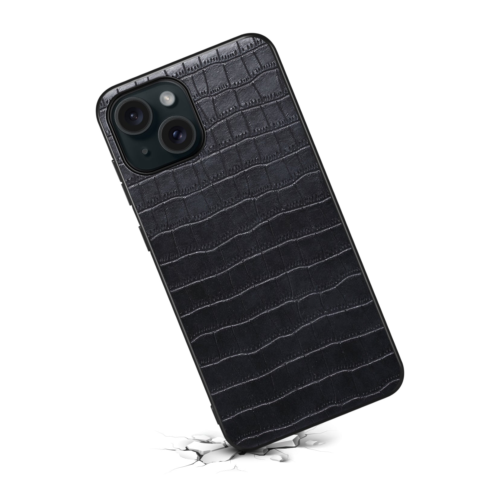 For iPhone 15 Plus Cases Leather Coated PC+TPU Drop-resistant Phone Back Shell