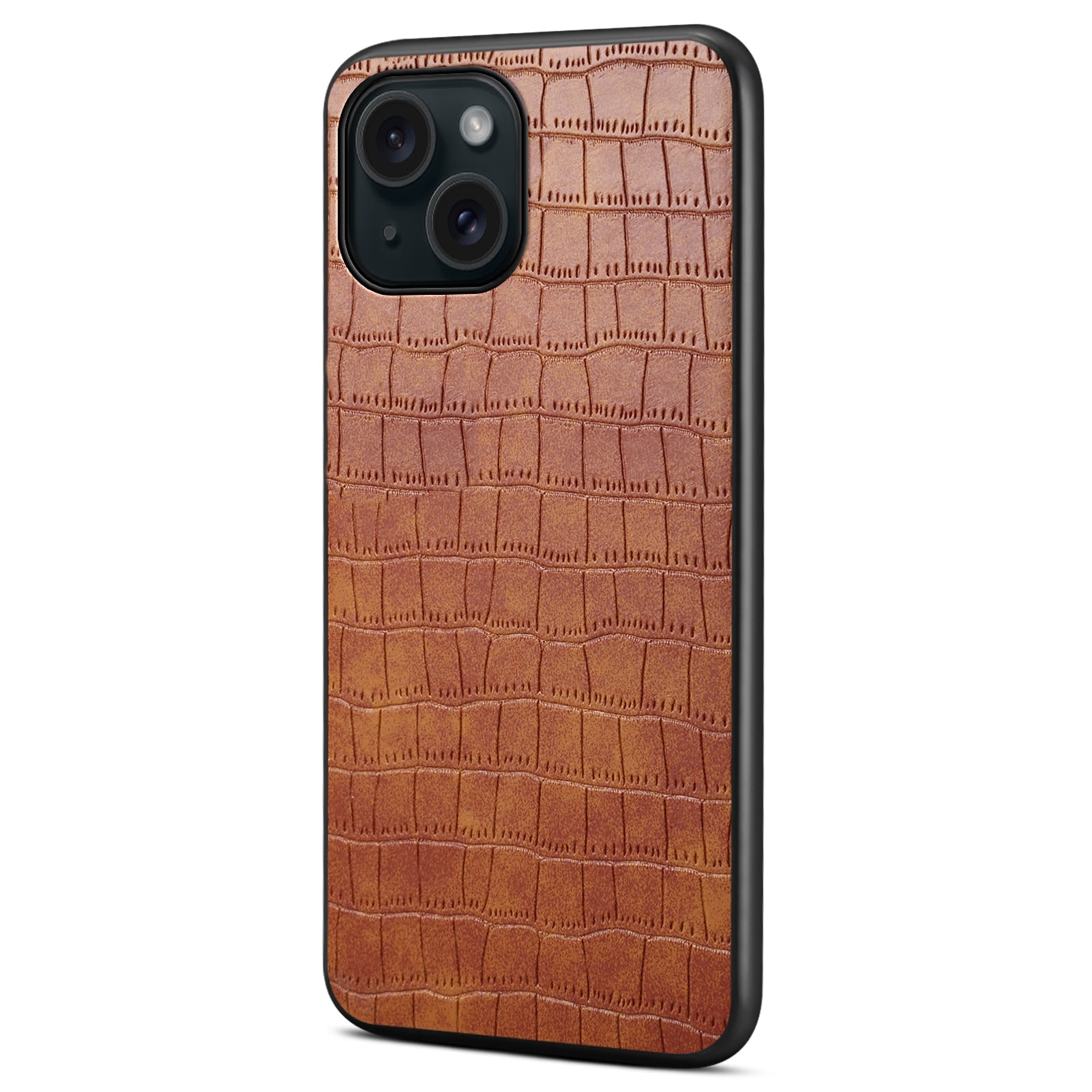 For iPhone 15 Plus Cases Leather Coated PC+TPU Drop-resistant Phone Back Shell